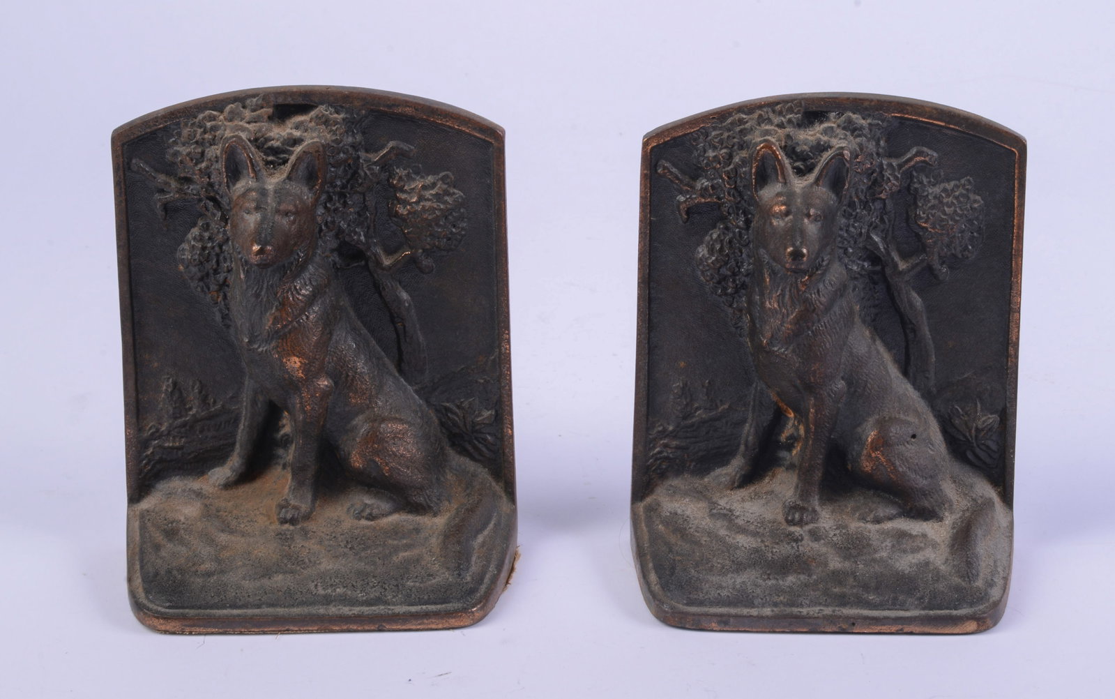 Pair of Brass Bookends With Dogs.: Height 6 inches.
