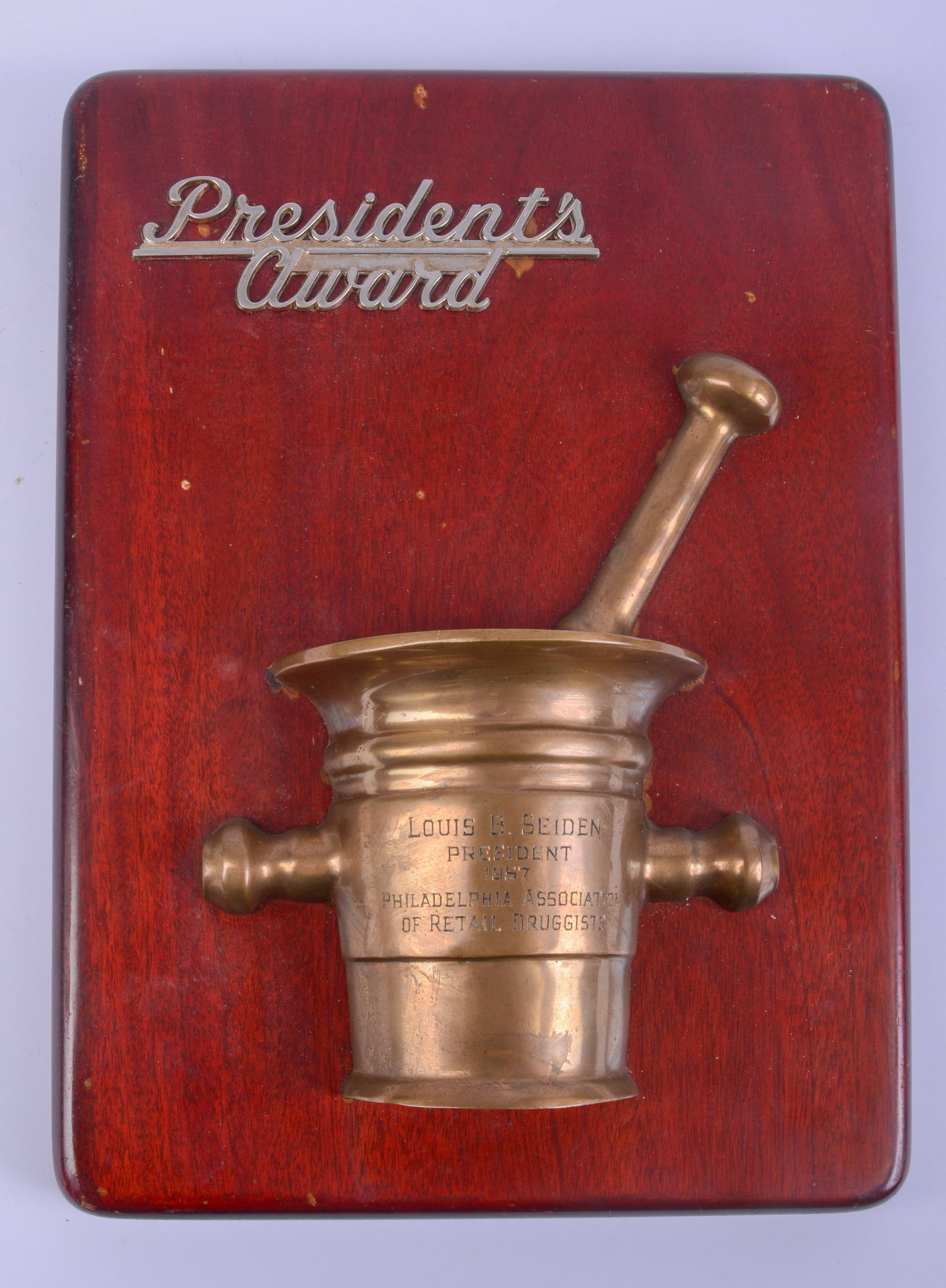 Philadelphia Association of Retail Druggists Award.: 1957, 15 x 11 inches.