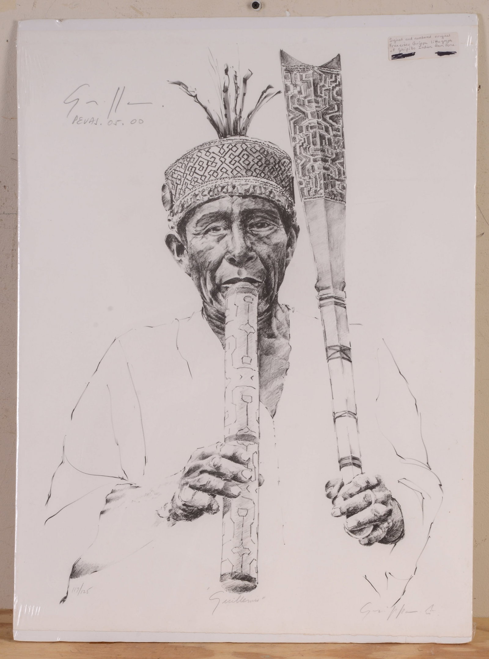 Francisco Grippa. Lithograph of a Peruvian Native. (1 of 3)