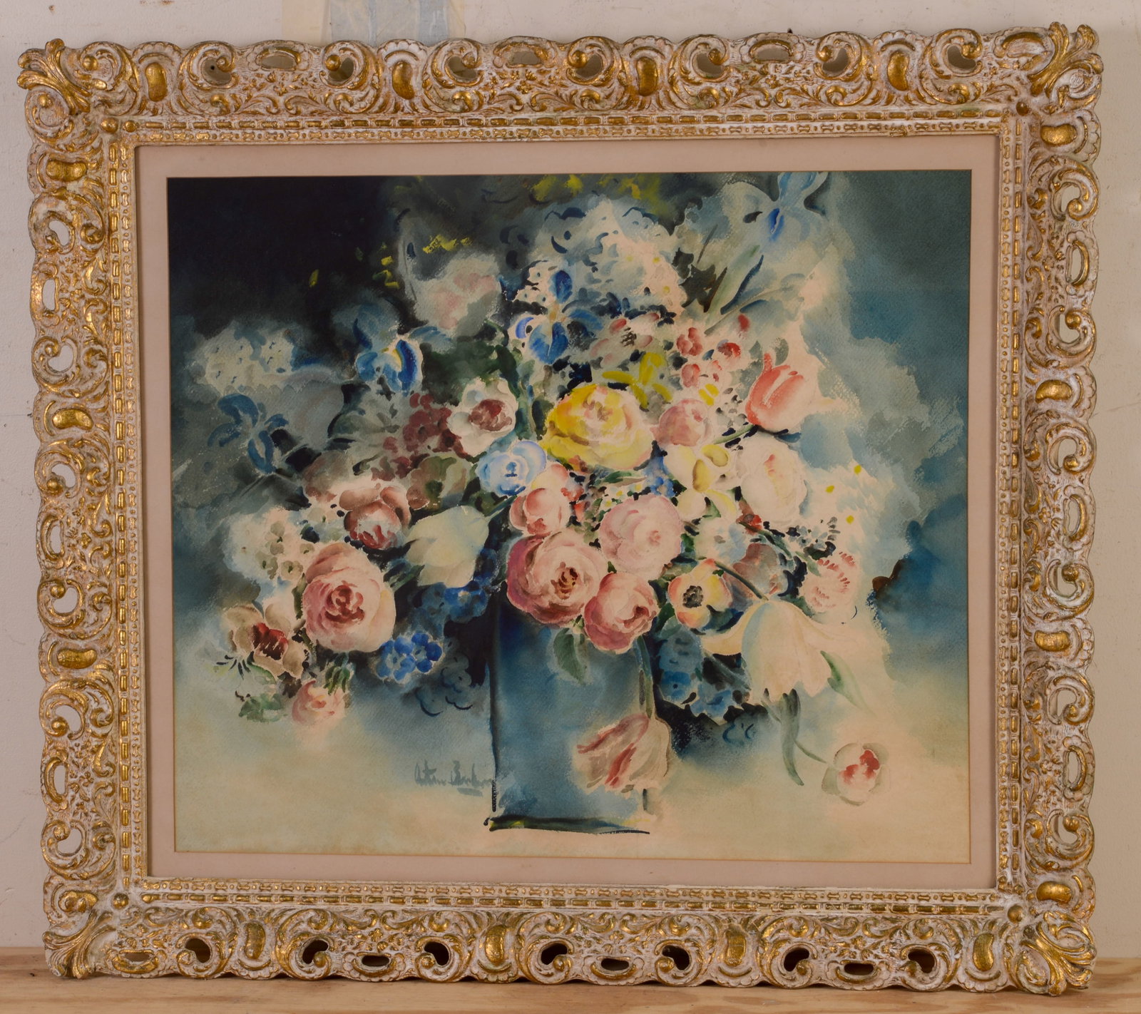 Mid Century Still Life With Flowers.
