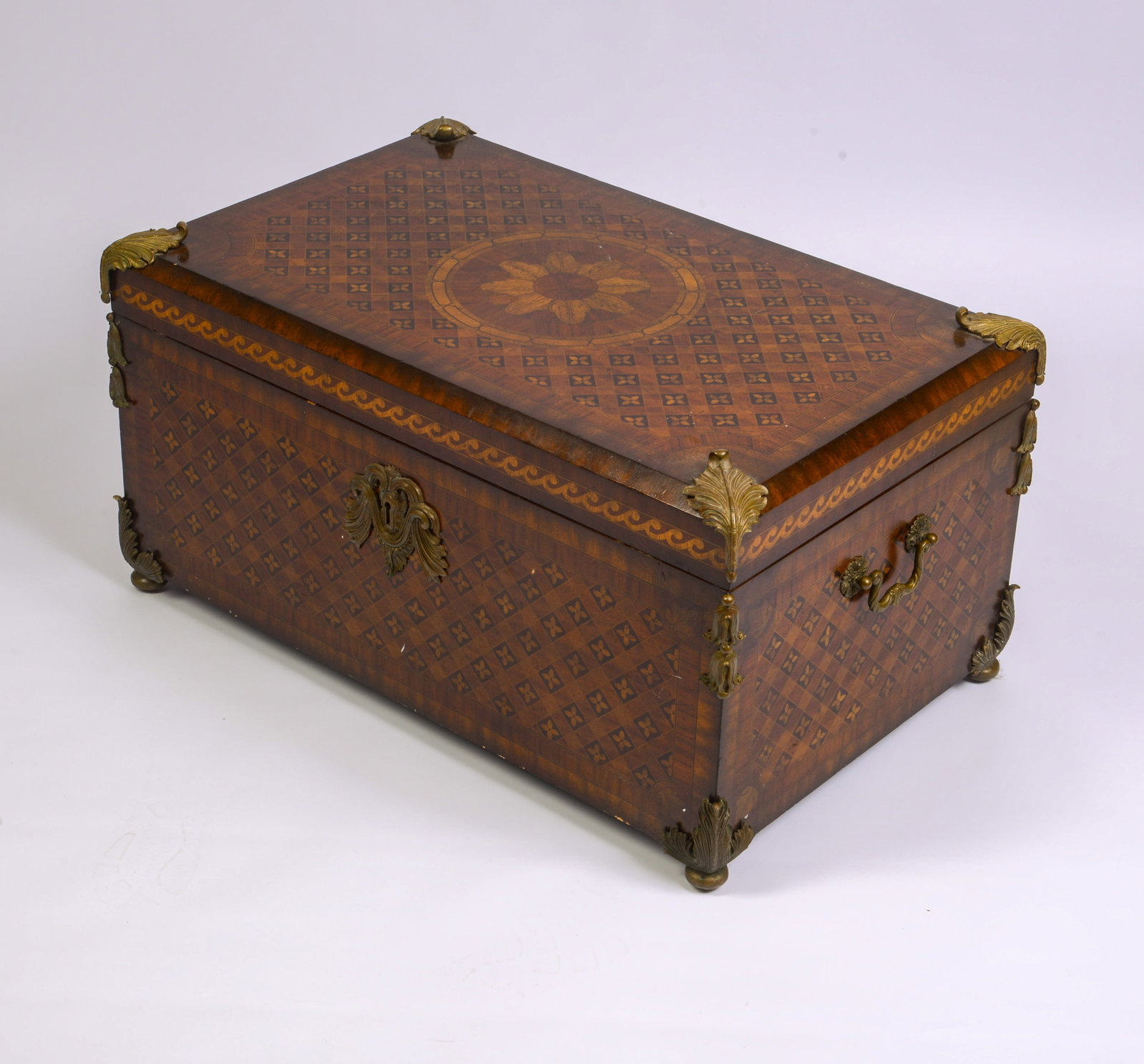 Maitland Smith Inlaid Trunk.: 16 x 31 x 19 inches. Good condition.