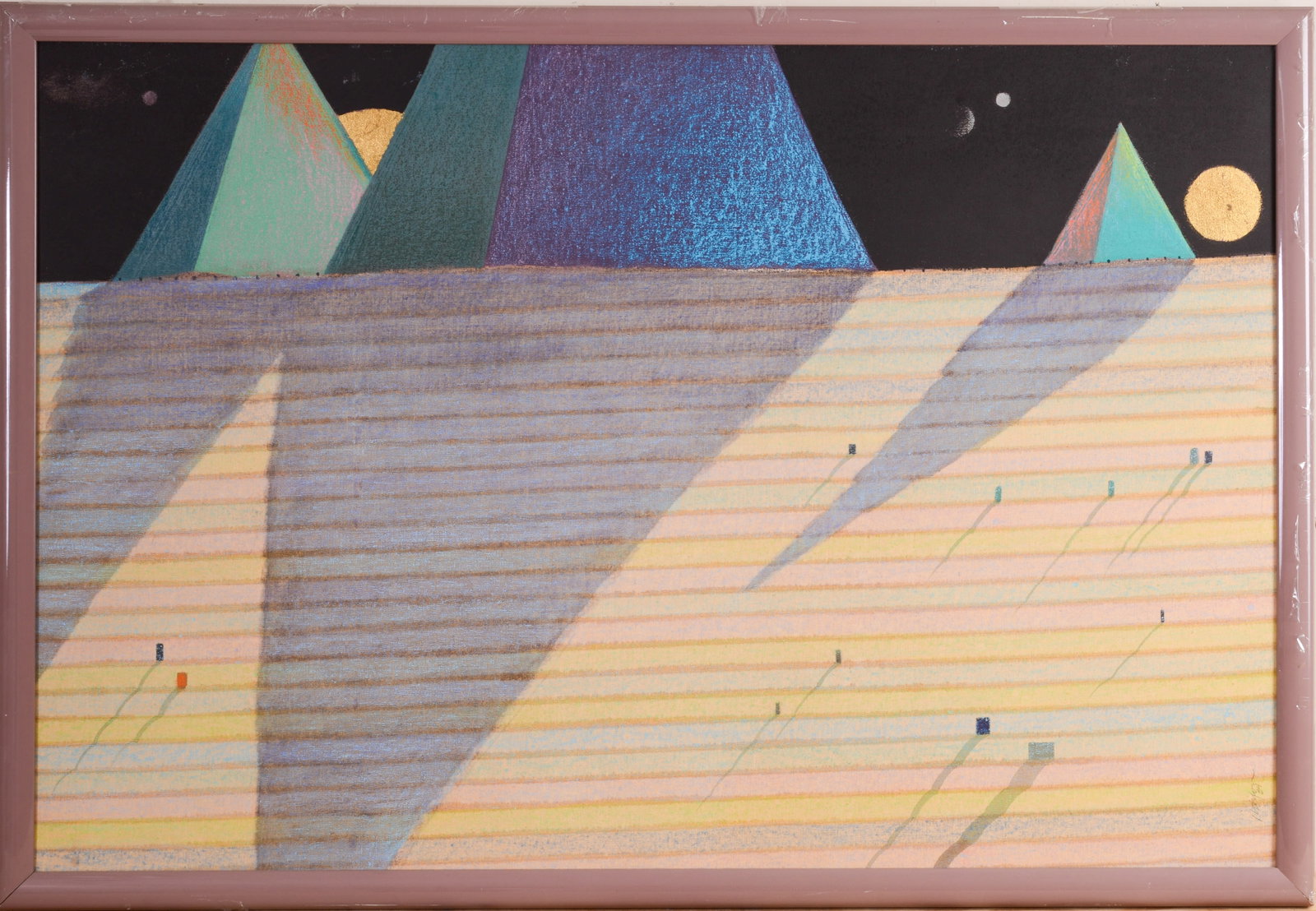 Large Modernist Geometric Painting.: Oil on canvas, 32 x 46 inches, signed lower right. Framed.