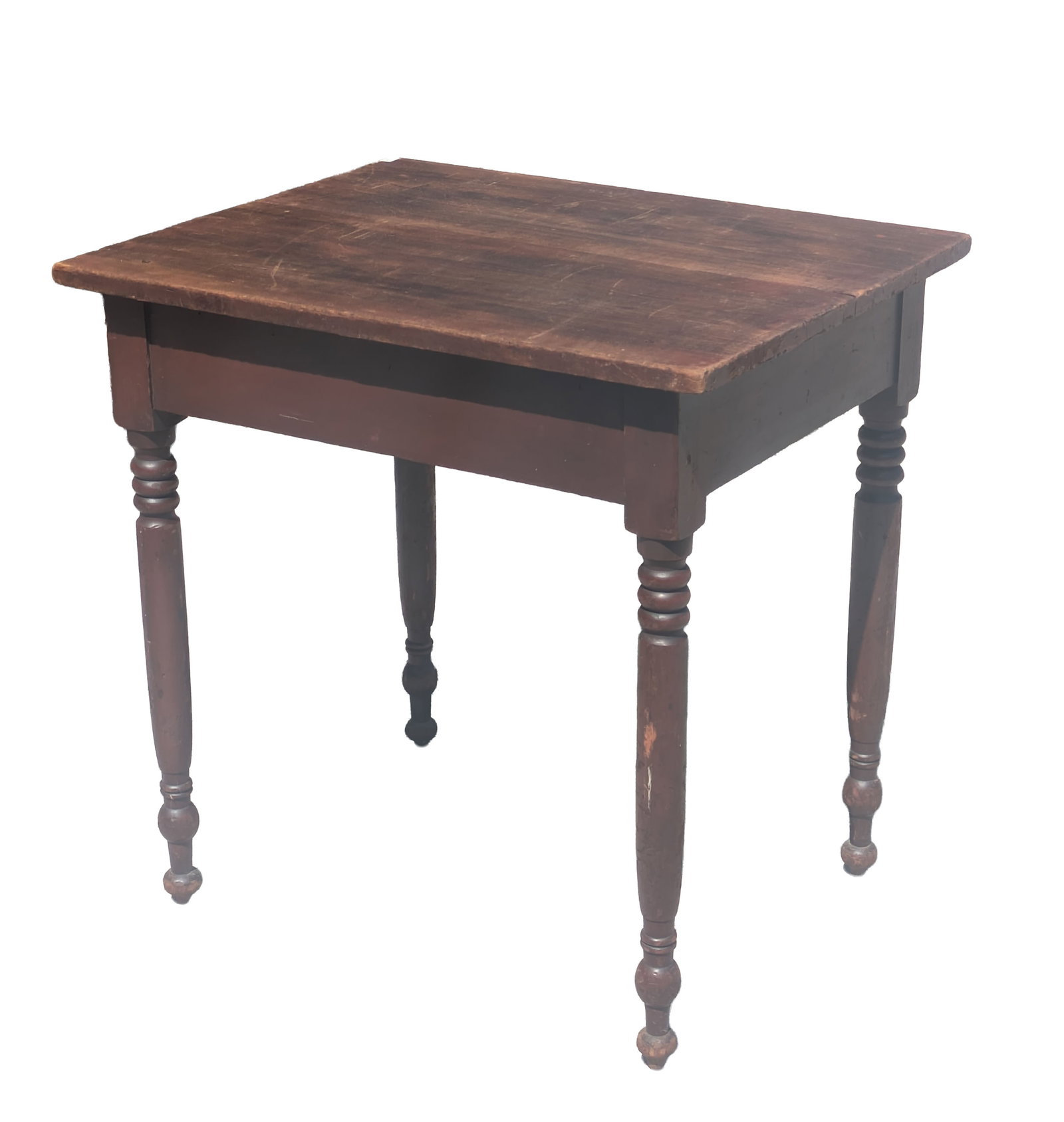 Sheraton Work Table in Red Paint.: Height 29.5 inches, width 30 inches, depth 23.5 inches.