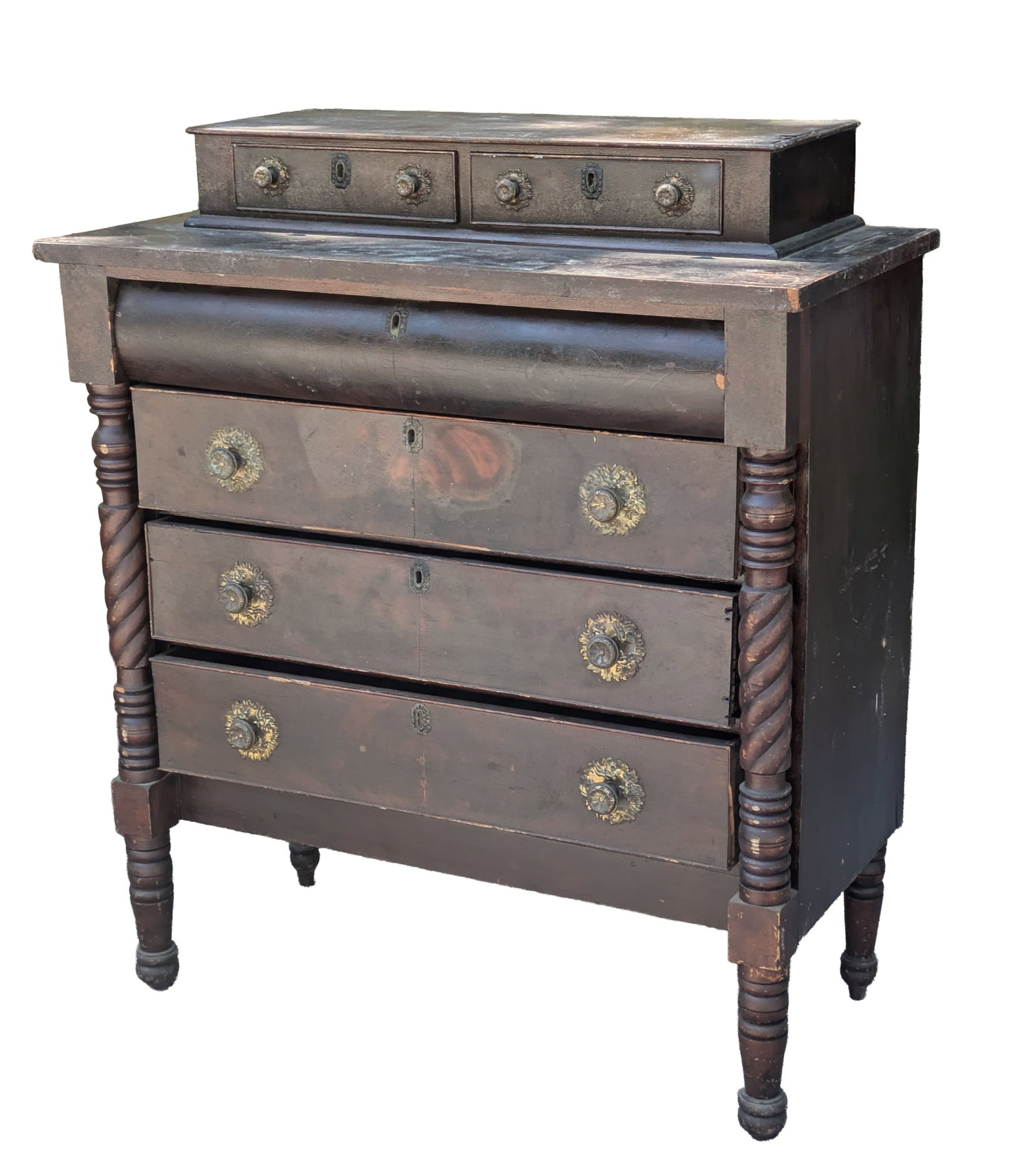 Sheraton Chest of Draers.: 42 x 40 x 19.5 inches. Needs restoration
