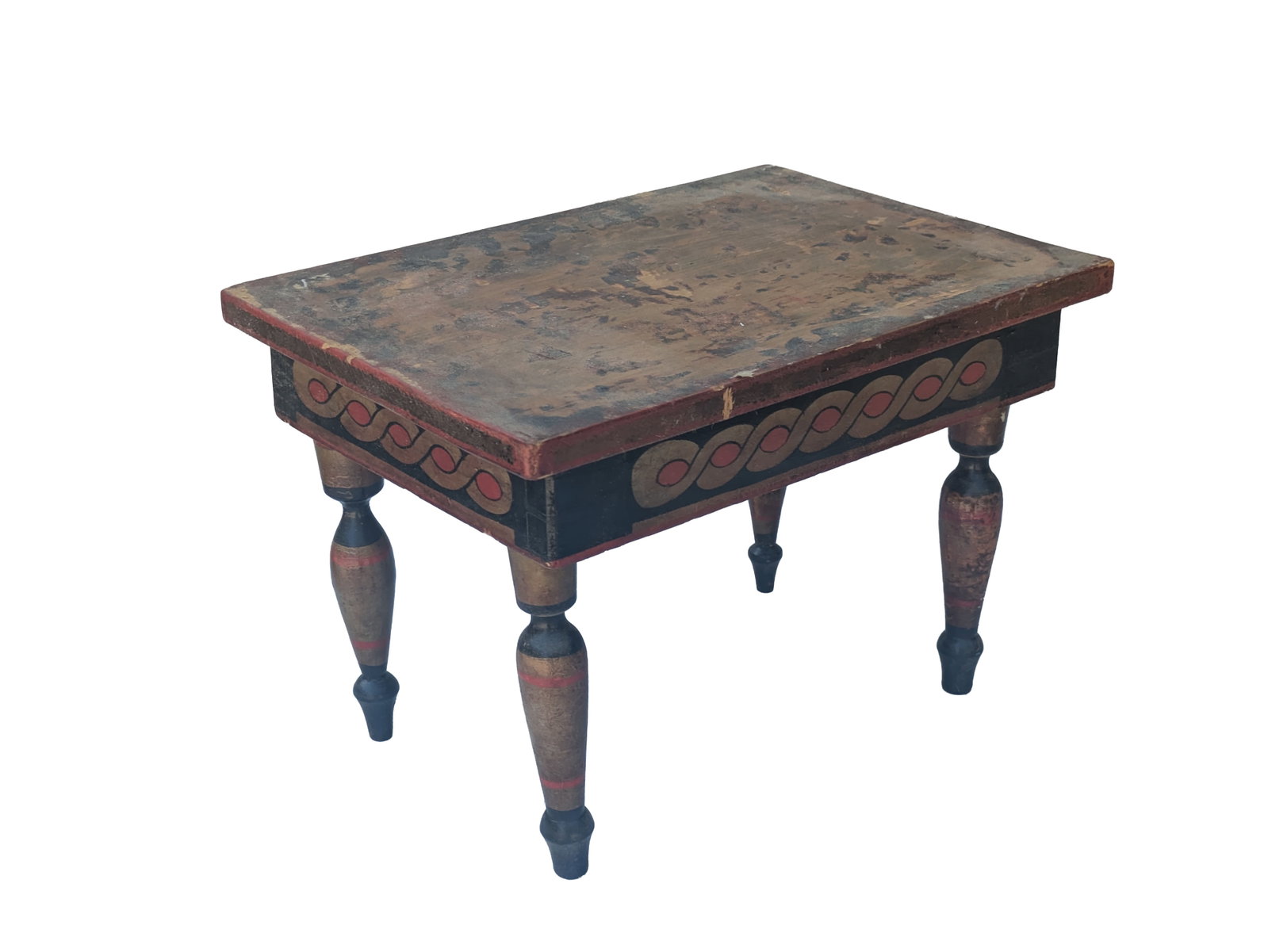 Small Painted Footstool.: 9.5 x 13.75 x 9.75 inches.