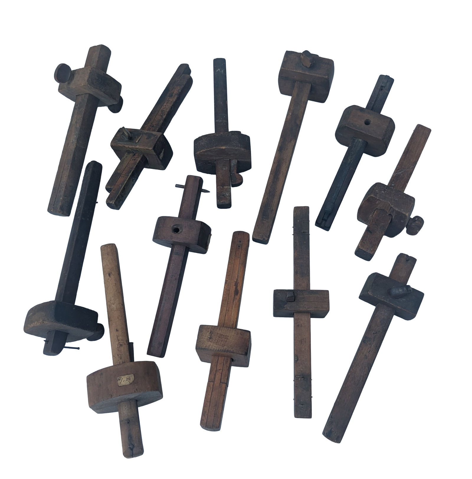 Twelve Antique Scribing Tools.: Lengths approximately 8 inches.