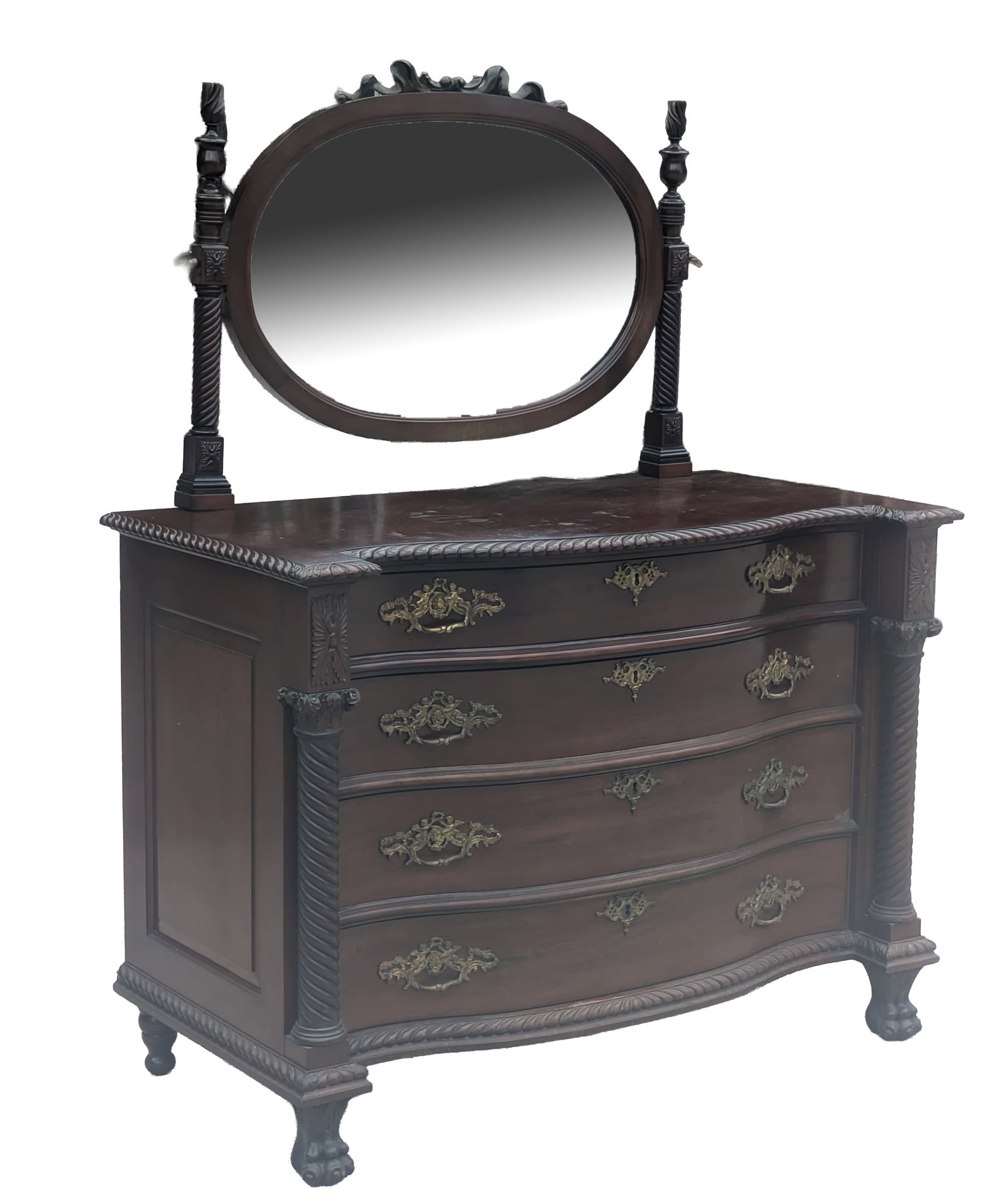 Large Victorian Dresser With Mirror.: Height including mirror 64 inches, width 50 inches, depth 25 inches.