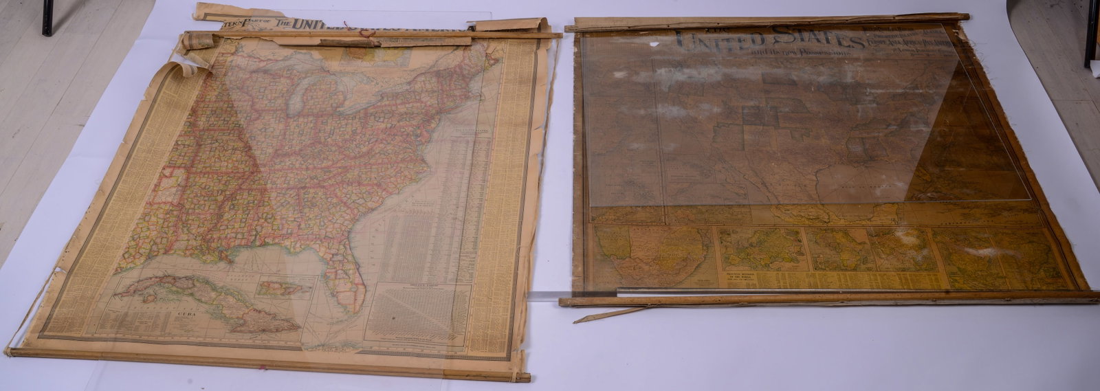 Two Maps of the United States.: 1900 and 1901, poor condition.