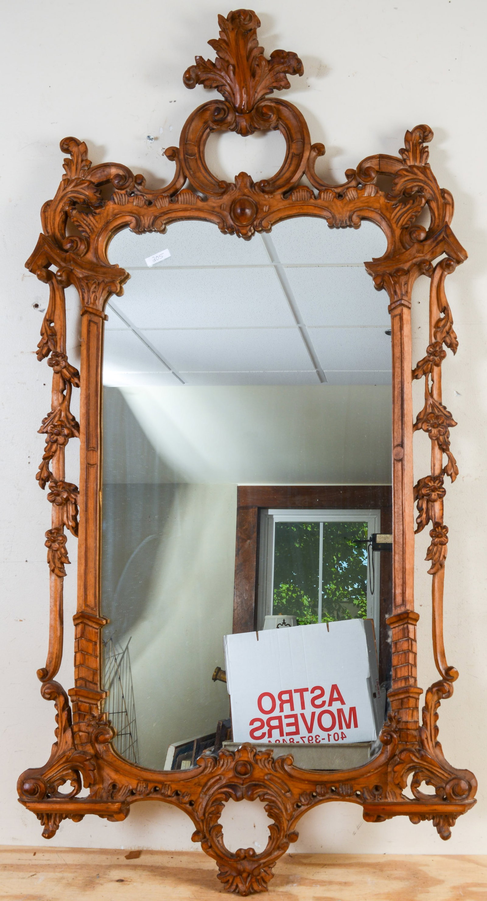 Roccocco Style Carved Wood Mirror.: 52 x 26 inches.