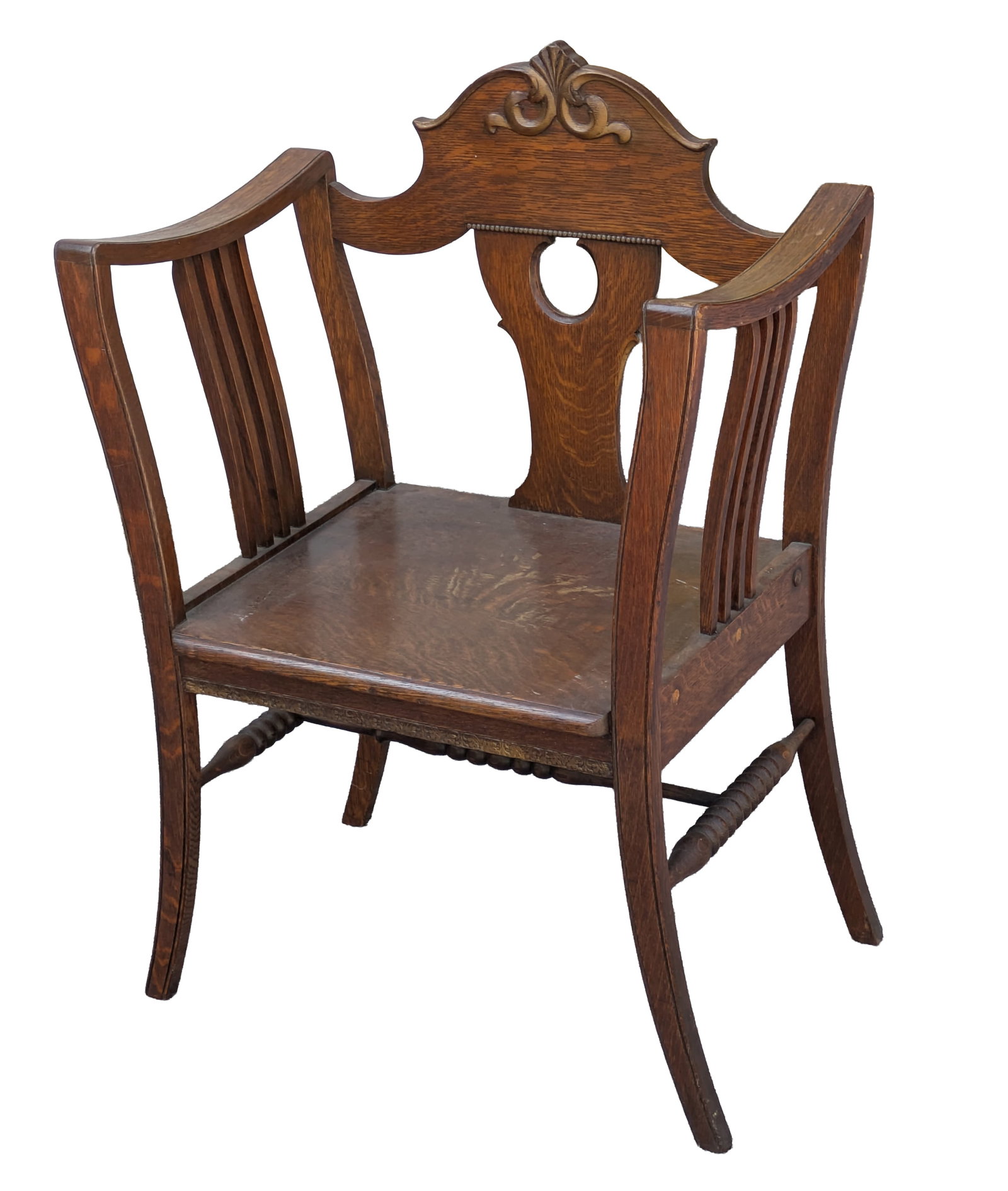 Oak Bishop's Chair.: Height 36 inches.