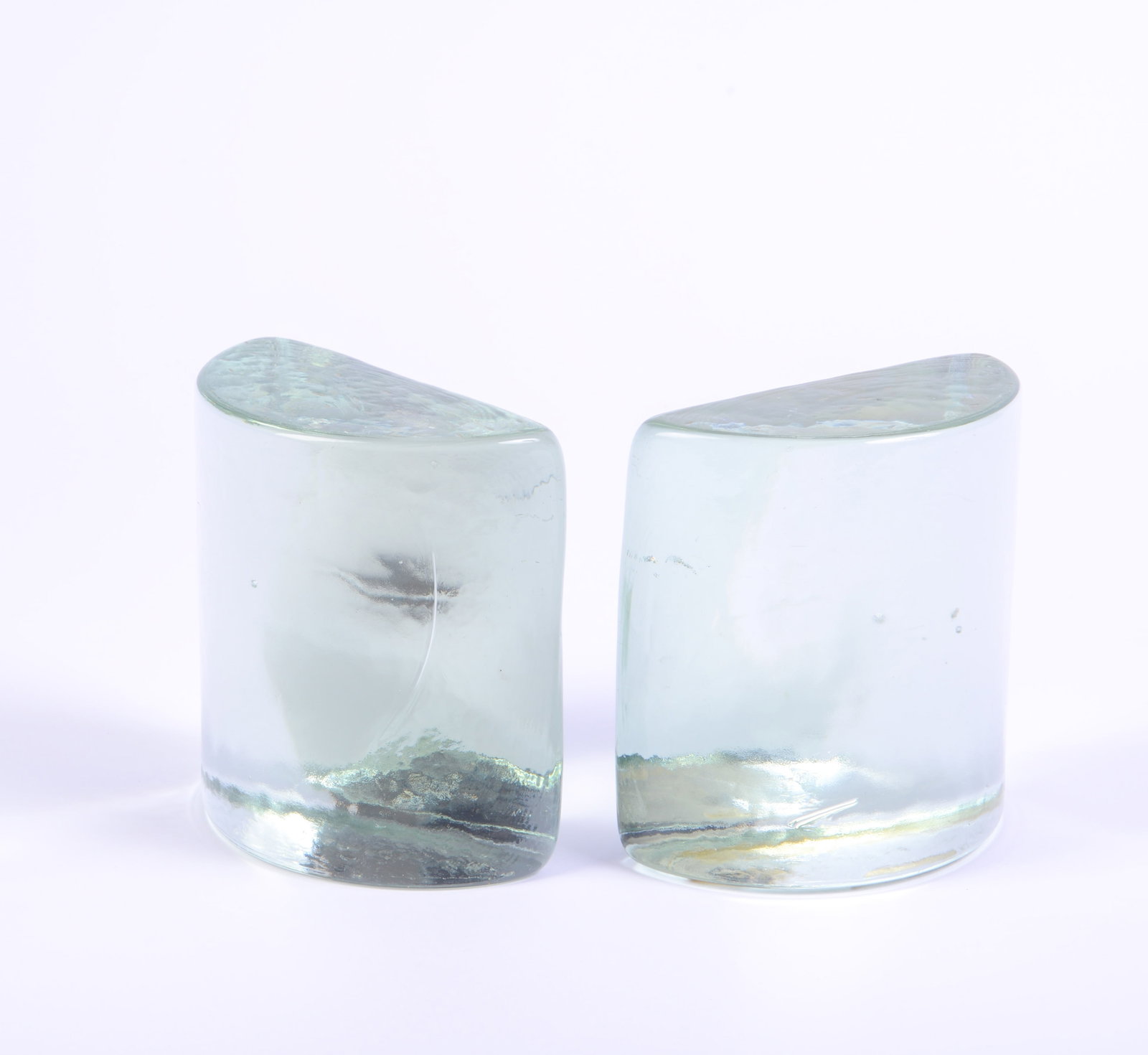 Pair of Glass Bookends.: 5 x 5 x 2.5 inches.