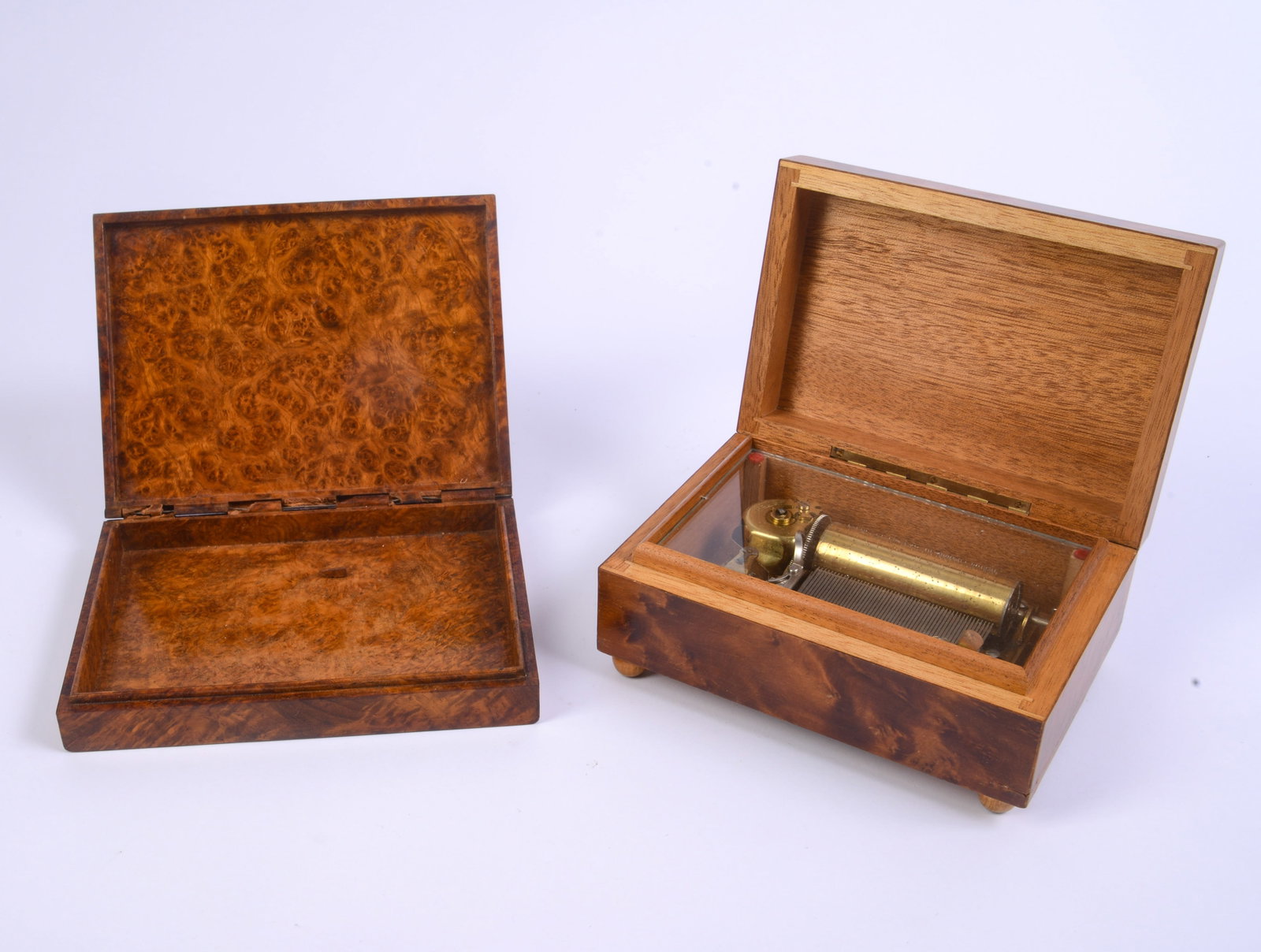 Two Burlwood Boxes. - 2