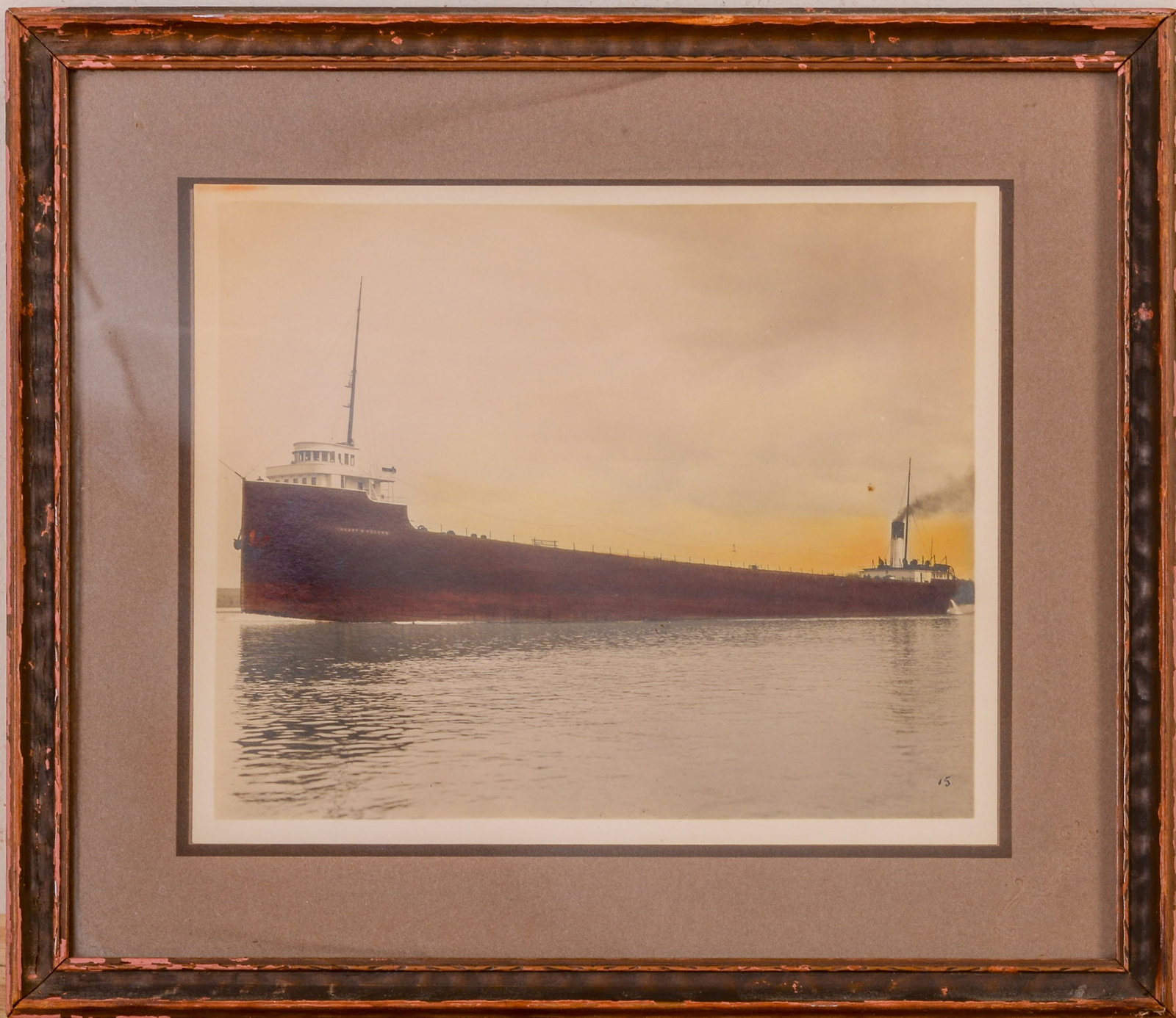 Photo of the Ship Henry H. Rogers.: Built in Chicago in 1906 to haul iron ore otn the Great Lakes. Framed, 12.5 x 14.5 inches.