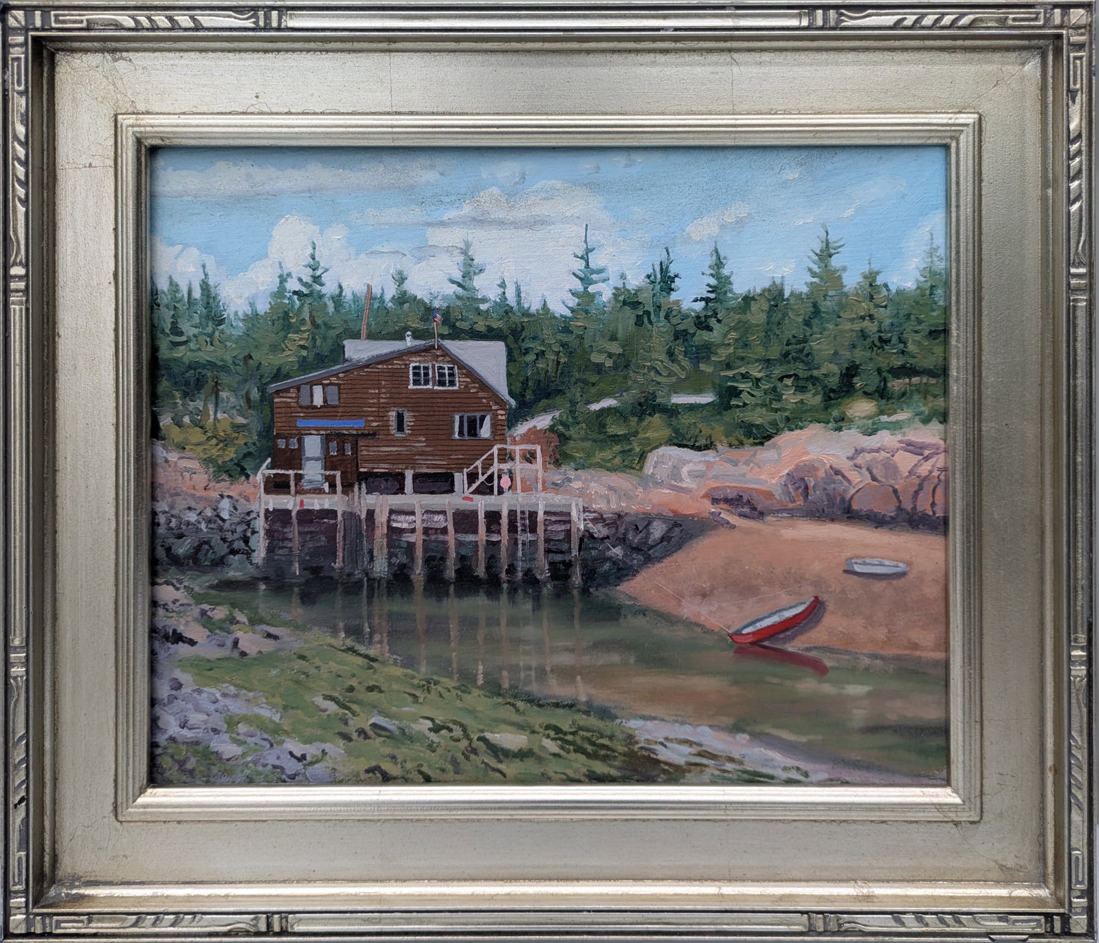 Barry F. Ridlon (20th/21st C Mass, ME) Maine Harbor Scene.: Oil on board, 11 x 14 inches. Framed, 15 x 18 inches.