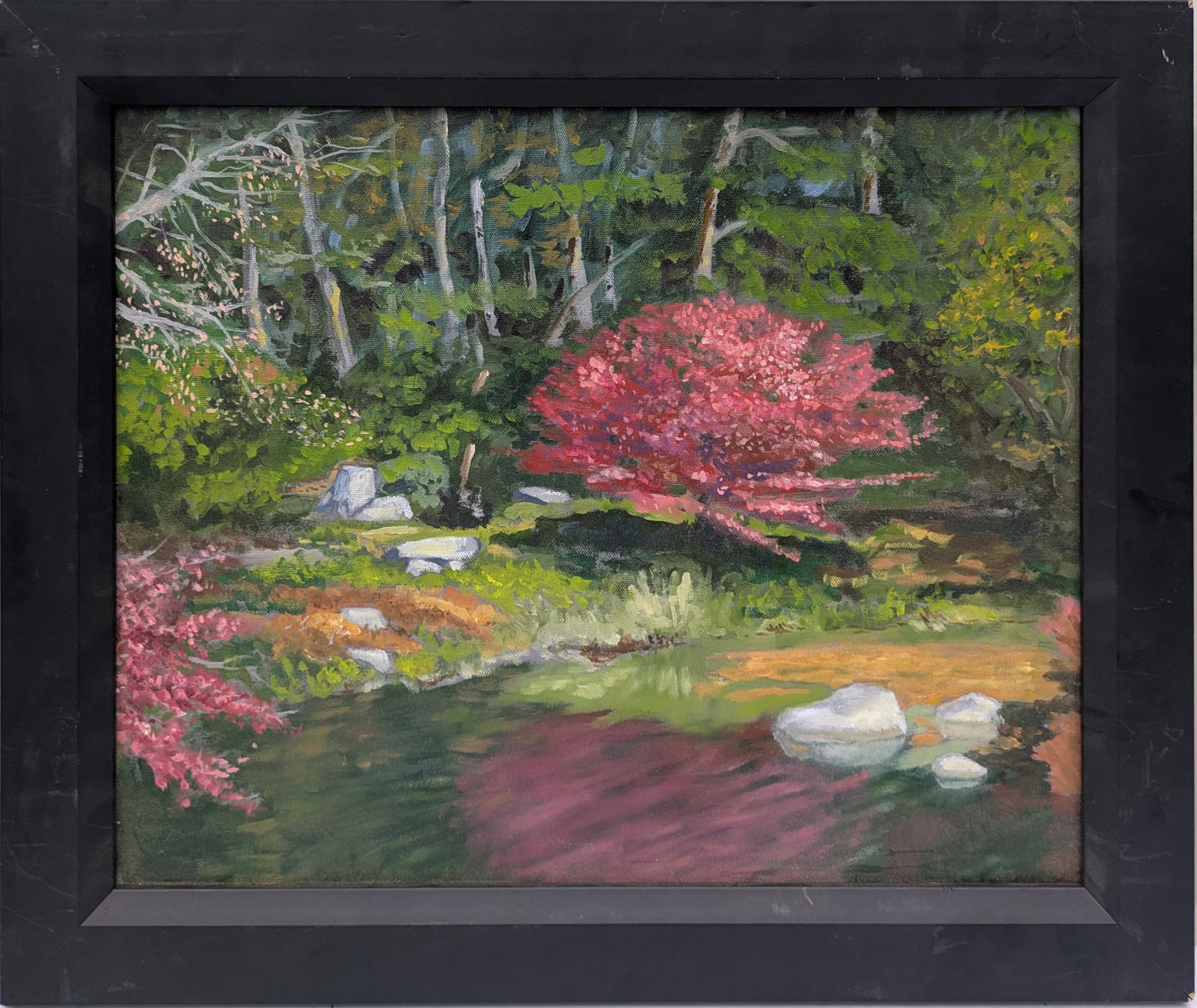 20th Century Mount Desert Mountain Landscape.: Oil on canas, 16 x 20 inches, framed, 19 1/2 x 23 1/2 inches.