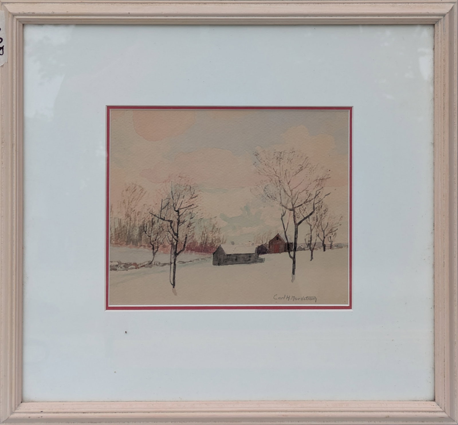 Carl H. Nordstrom Winter Landscape,: Signed LR. Watercolor on paper, 6 34 x 8 1/4 inches, sight. Framed, 14 1/2 x 15 3/4 inches.