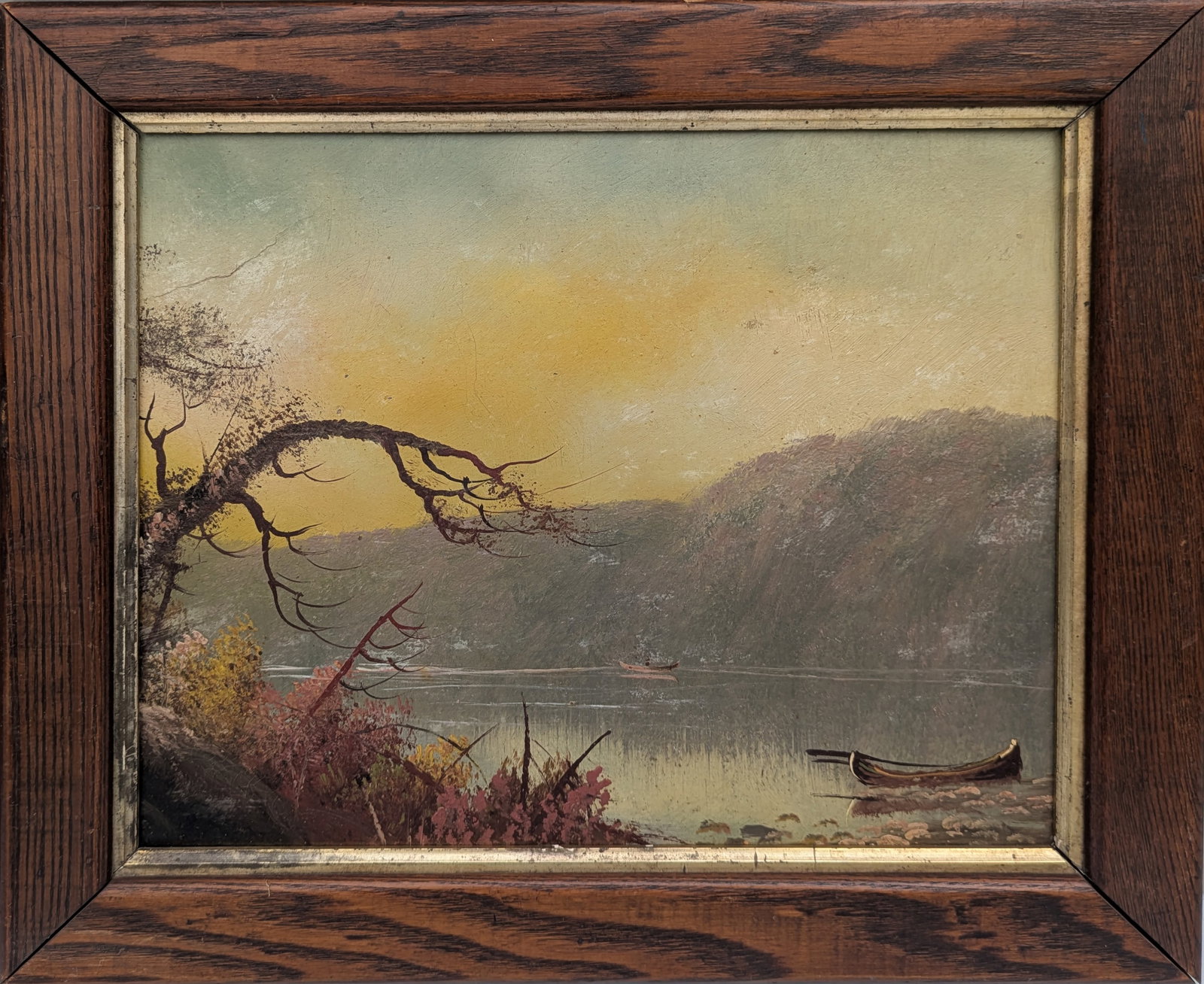 19th Century Hudson River Scene.: Oil on board, 10 x 12 inches. Framed, 13 x 15 inches.