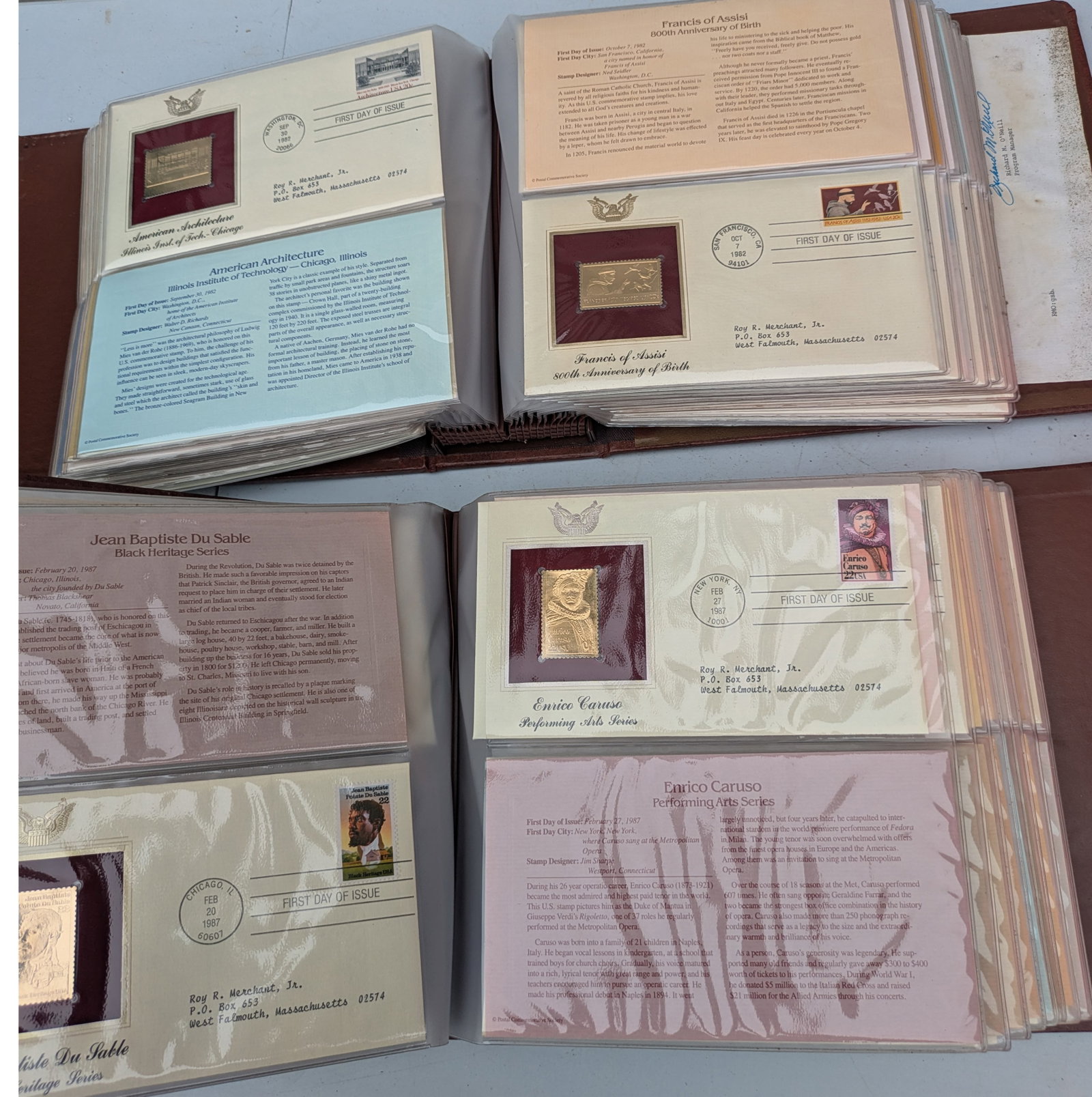 2500 United States Commemorative Stamps f1976-1986: Stamps have never been used but can still be used for postage or collecting - 150 pages with 16 stamps per page - face value of stamps is $325