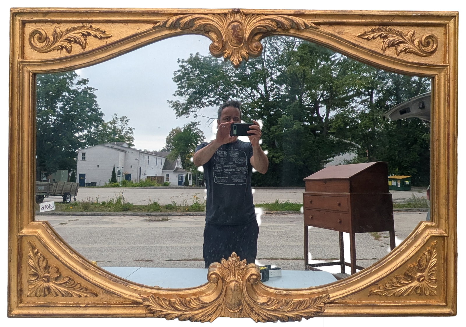 20th C Gold Gilt French Mirror.: 36 x 53 1/2 inches.
