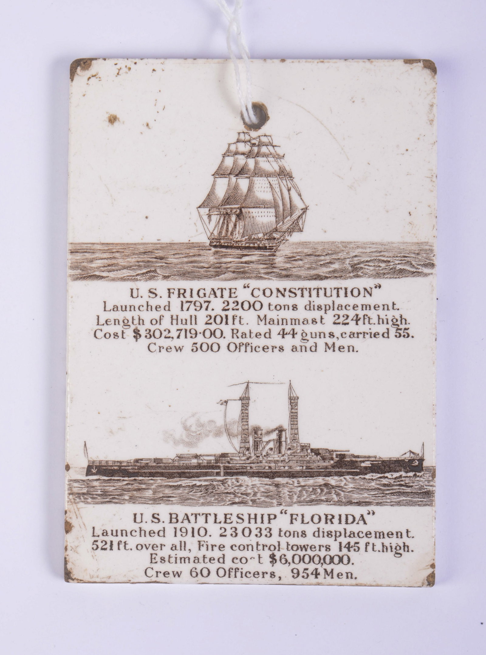 1911 Jones McDuffee & Stratton Calendar.: Porcelain, 4.75 x 3.25 inches.