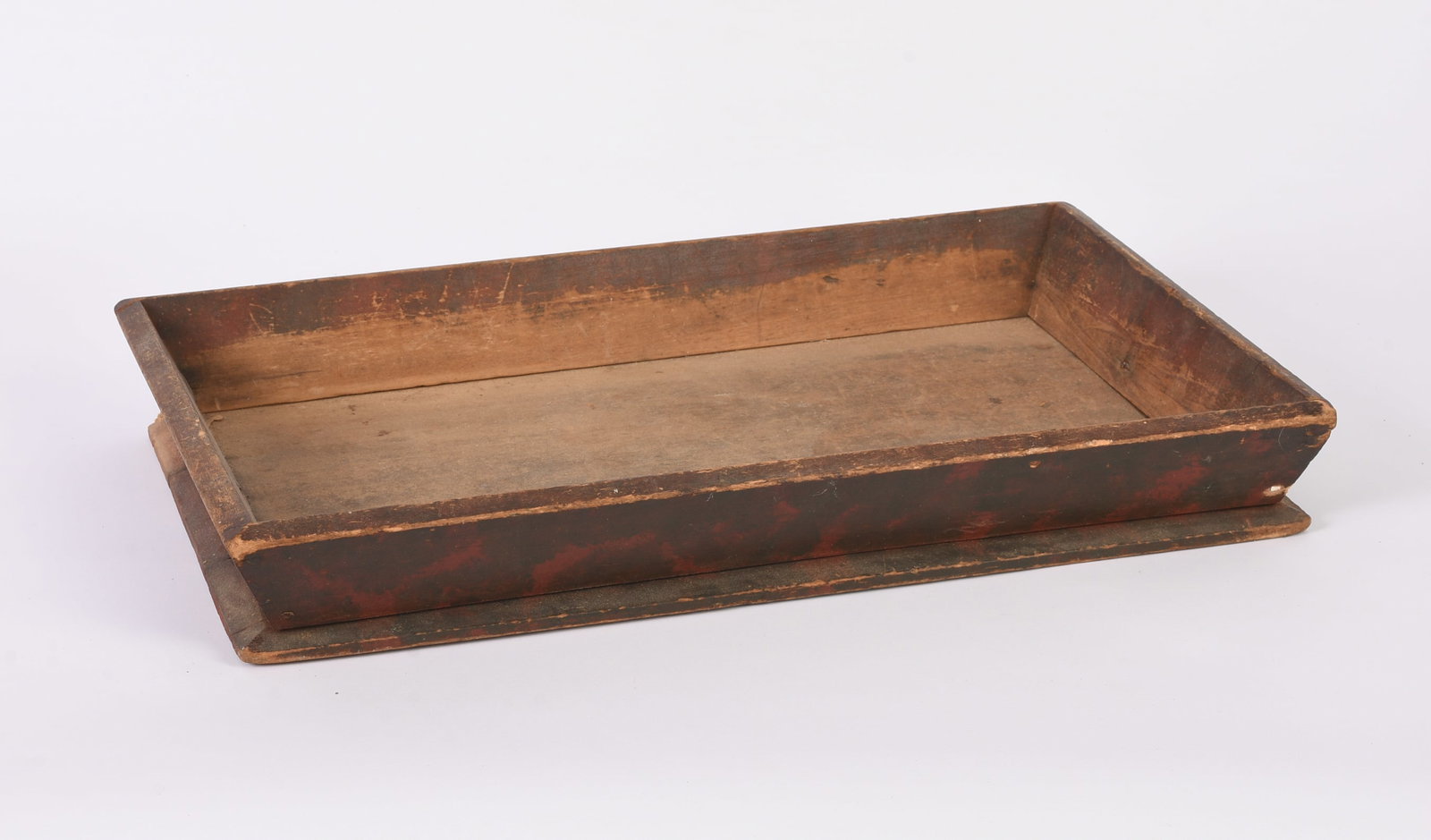 New England Wooden Doubh Box in Red Paint.: 2.5 x 21 x 13 inches.