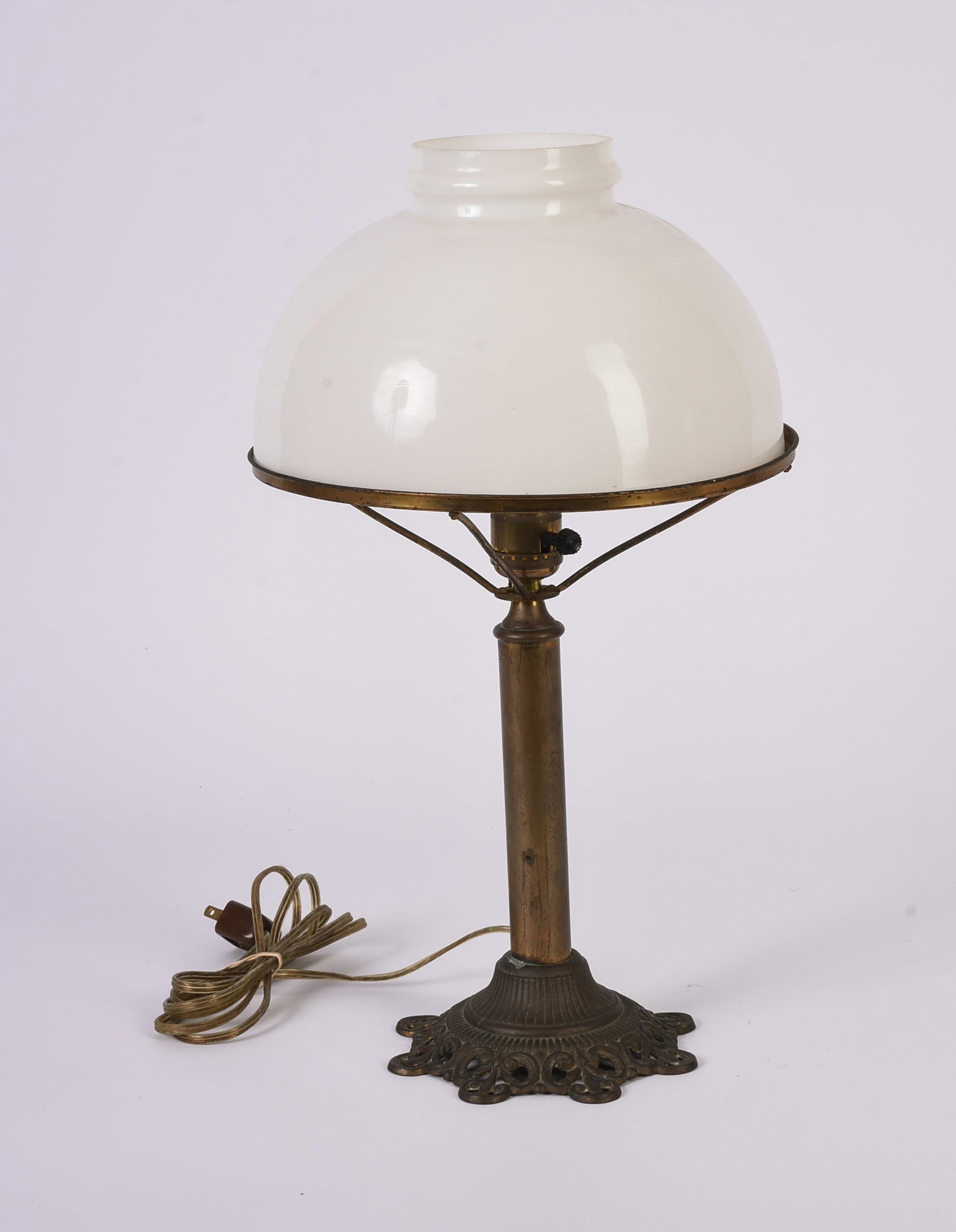 Brass Table Lamp With Glass Shade. (1 of 3)