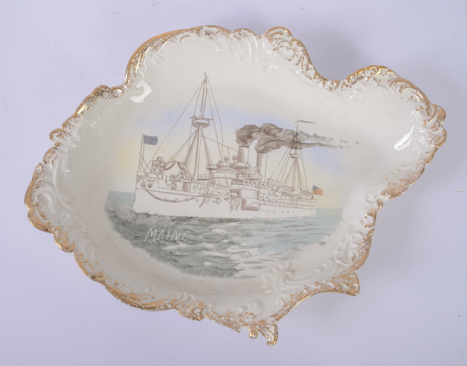 US Battleship Maine Waco China Dish.: 10.5 x 13.5 inches.