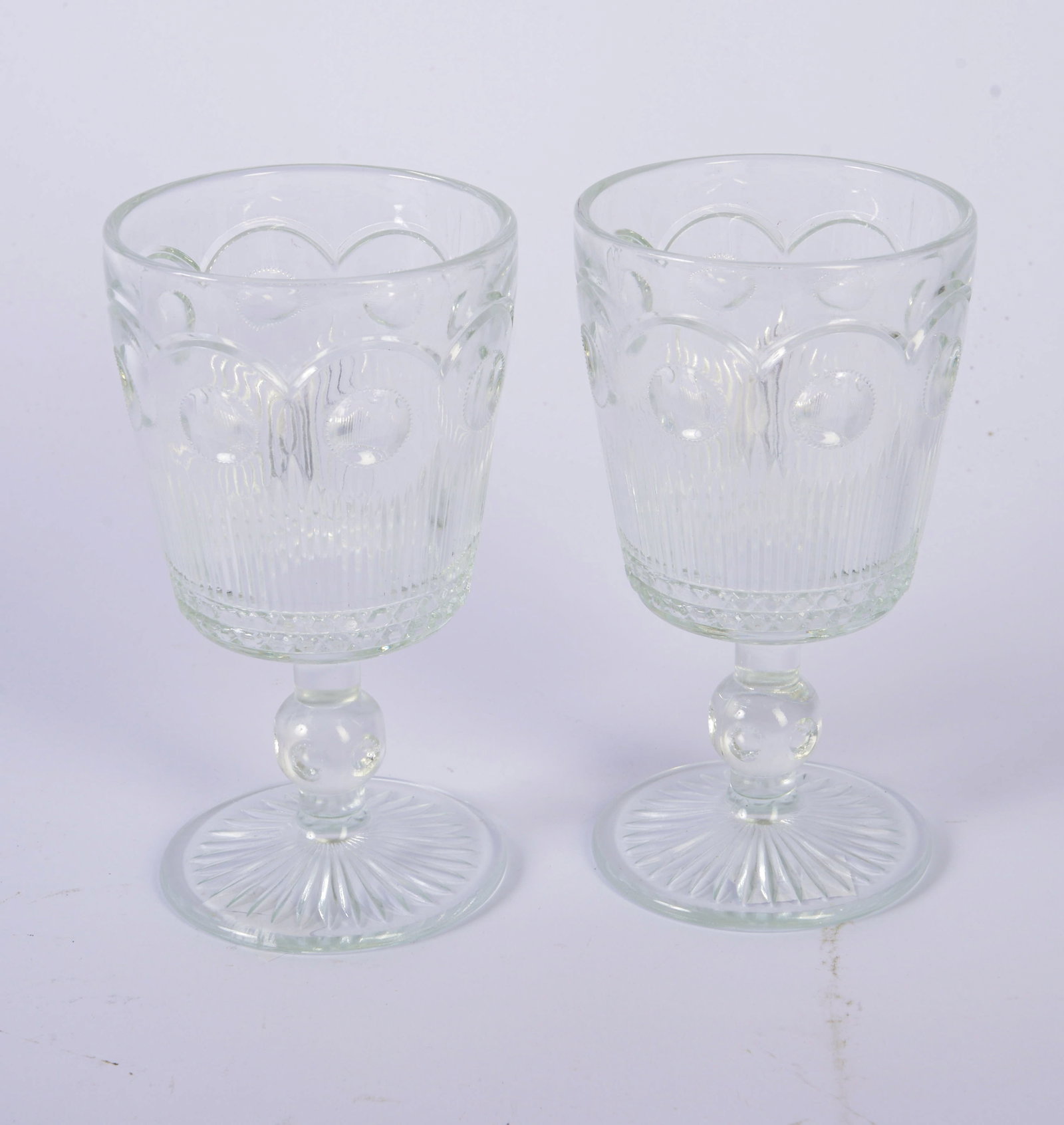 Pair of Early American Pressed Glass Goblets. (1 of 4)