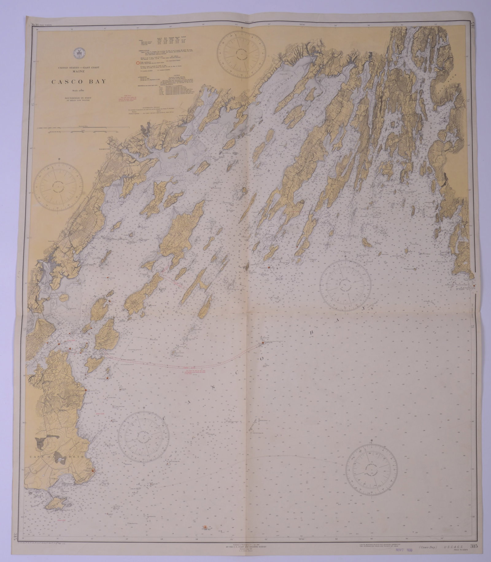 Chart of Casco Bay.: 36 x 43 inches.