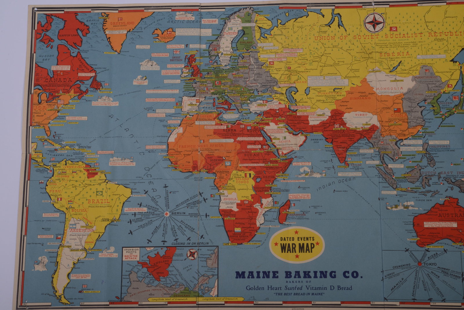 Maine Baking Co War Map. - 2