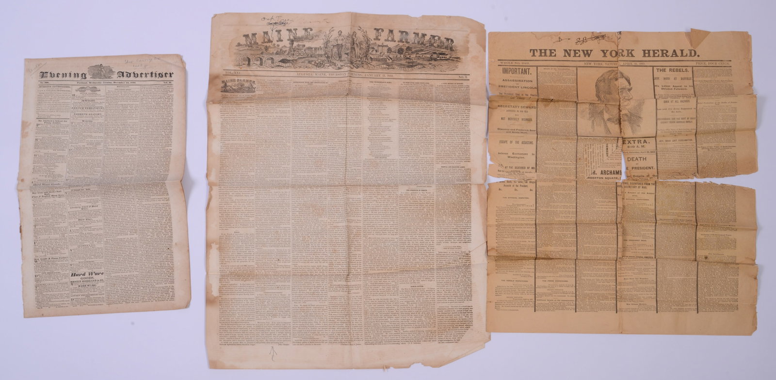 Three Old Newspapers. (1 of 7)