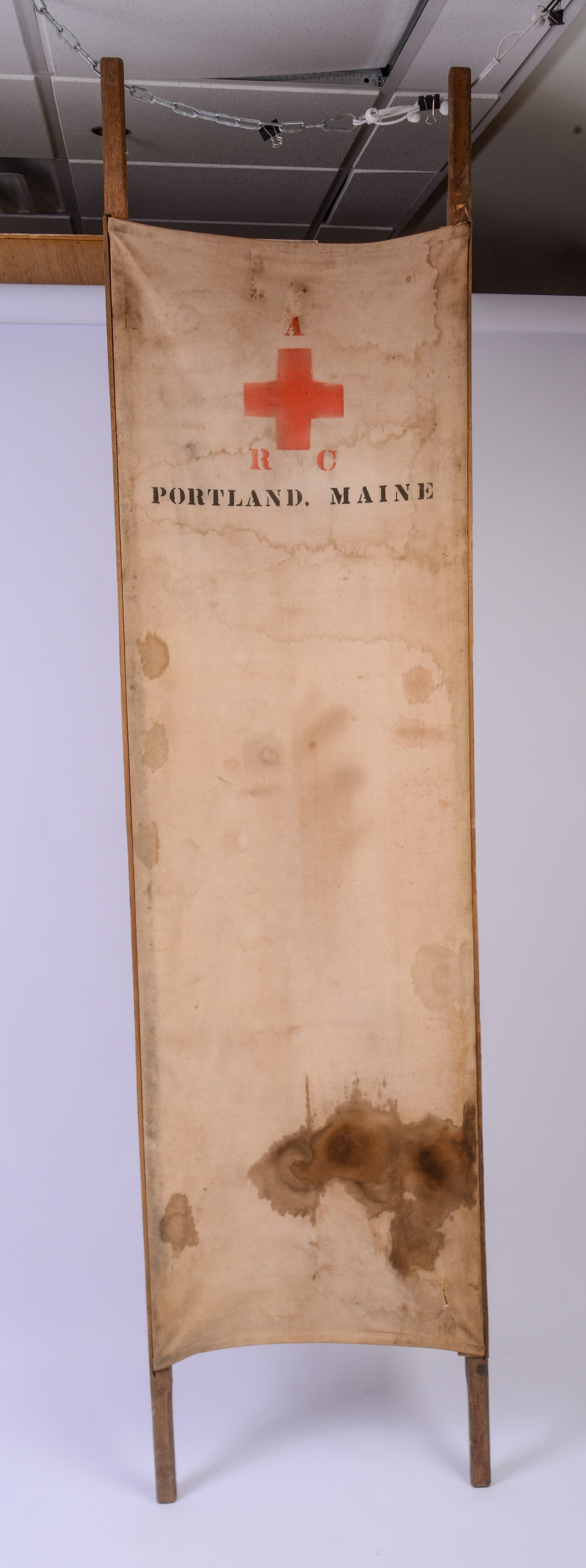 Antique Portland, Maine Red Cross Stretcher.: 90 x 21.5 inches.
