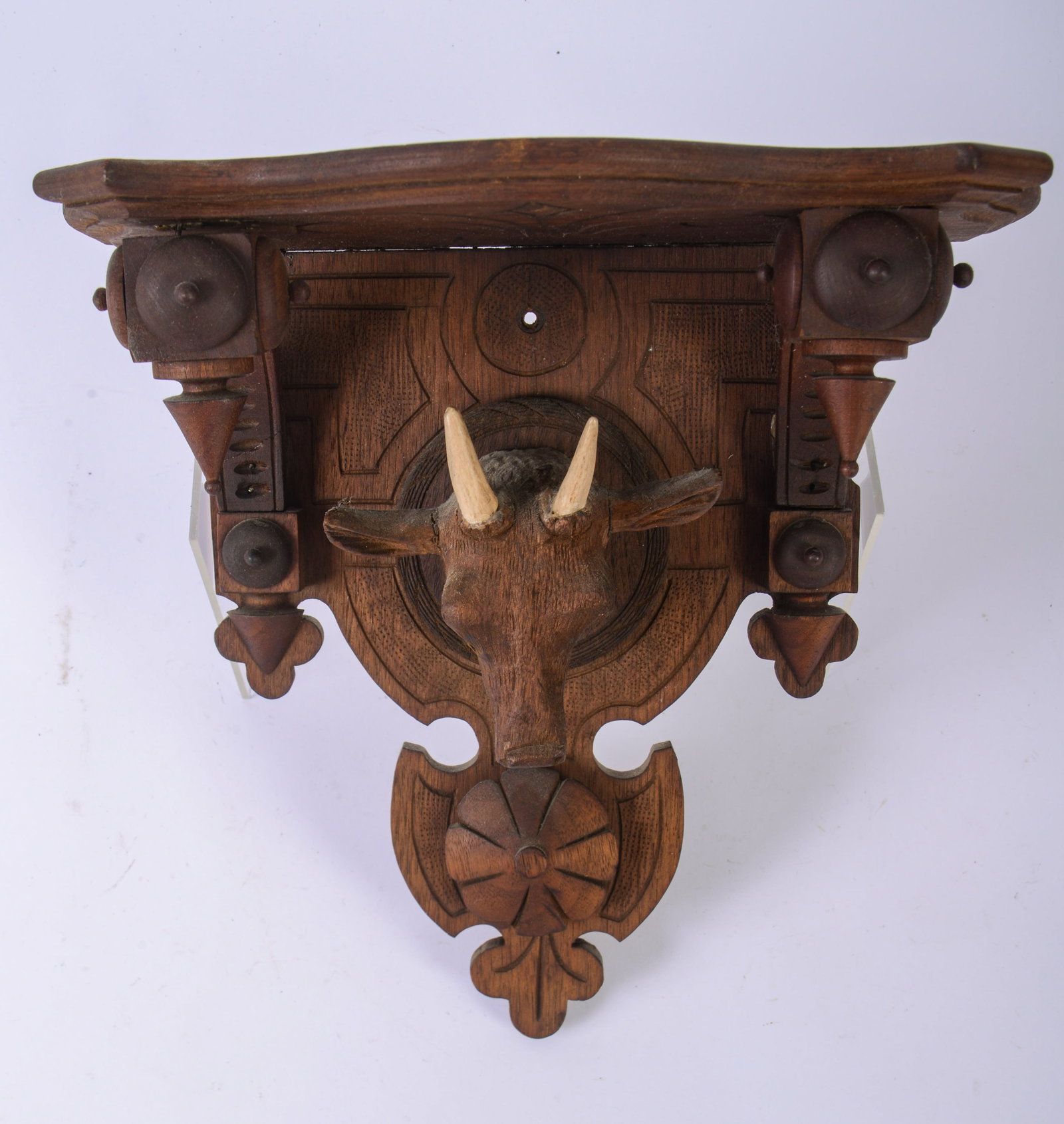 Small Wall Shelf With Cow.: 11.5 x 6.5 x 12 inches.