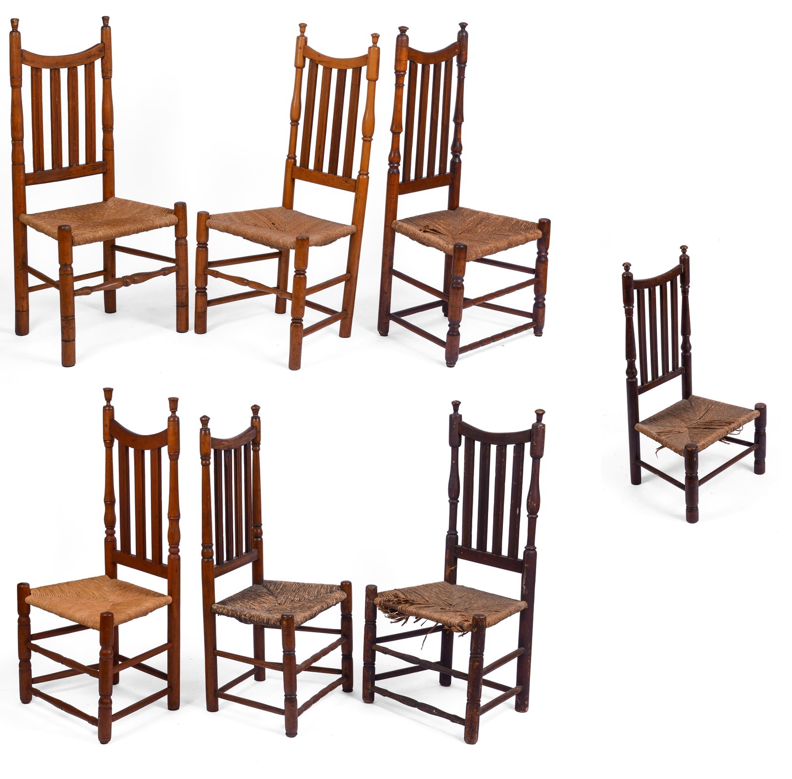 ASSEMBLED SET OF SEVEN SIDE CHAIRS, MILTON OR STRATFORD, CT. (1 of 8)