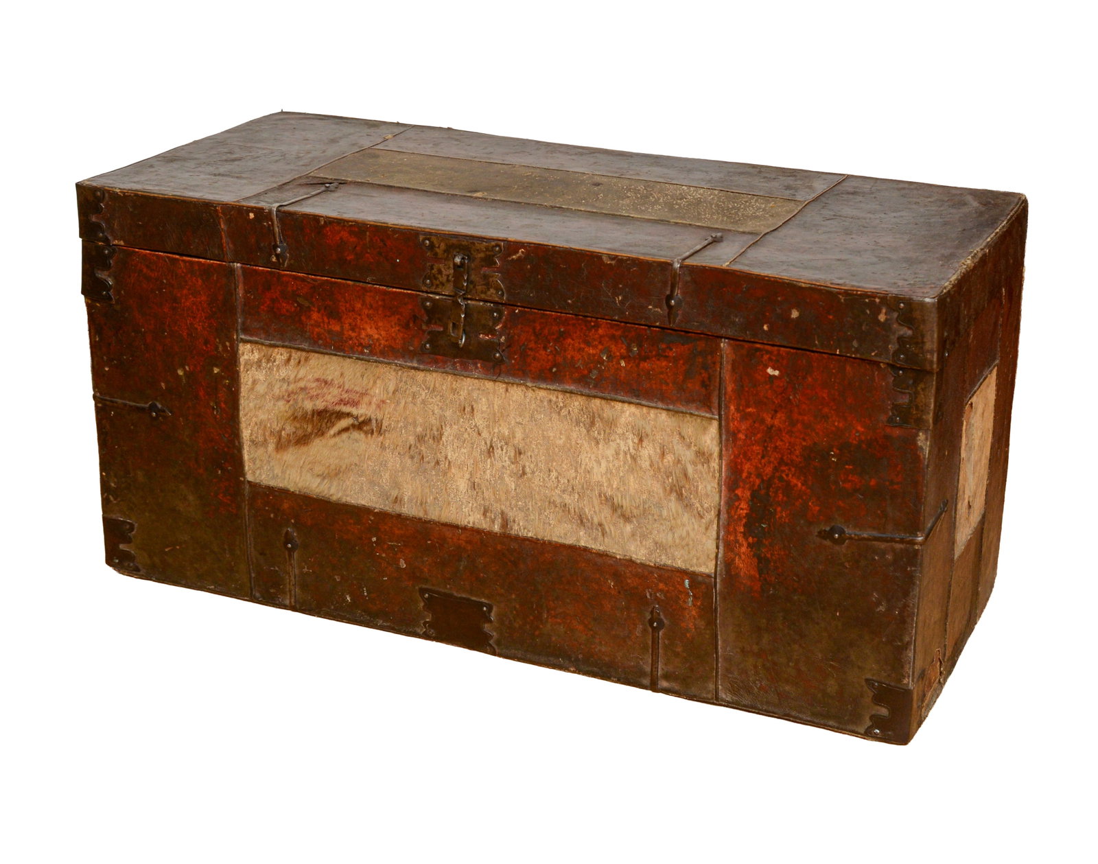 Asian Leather Bound Trunk. (1 of 3)