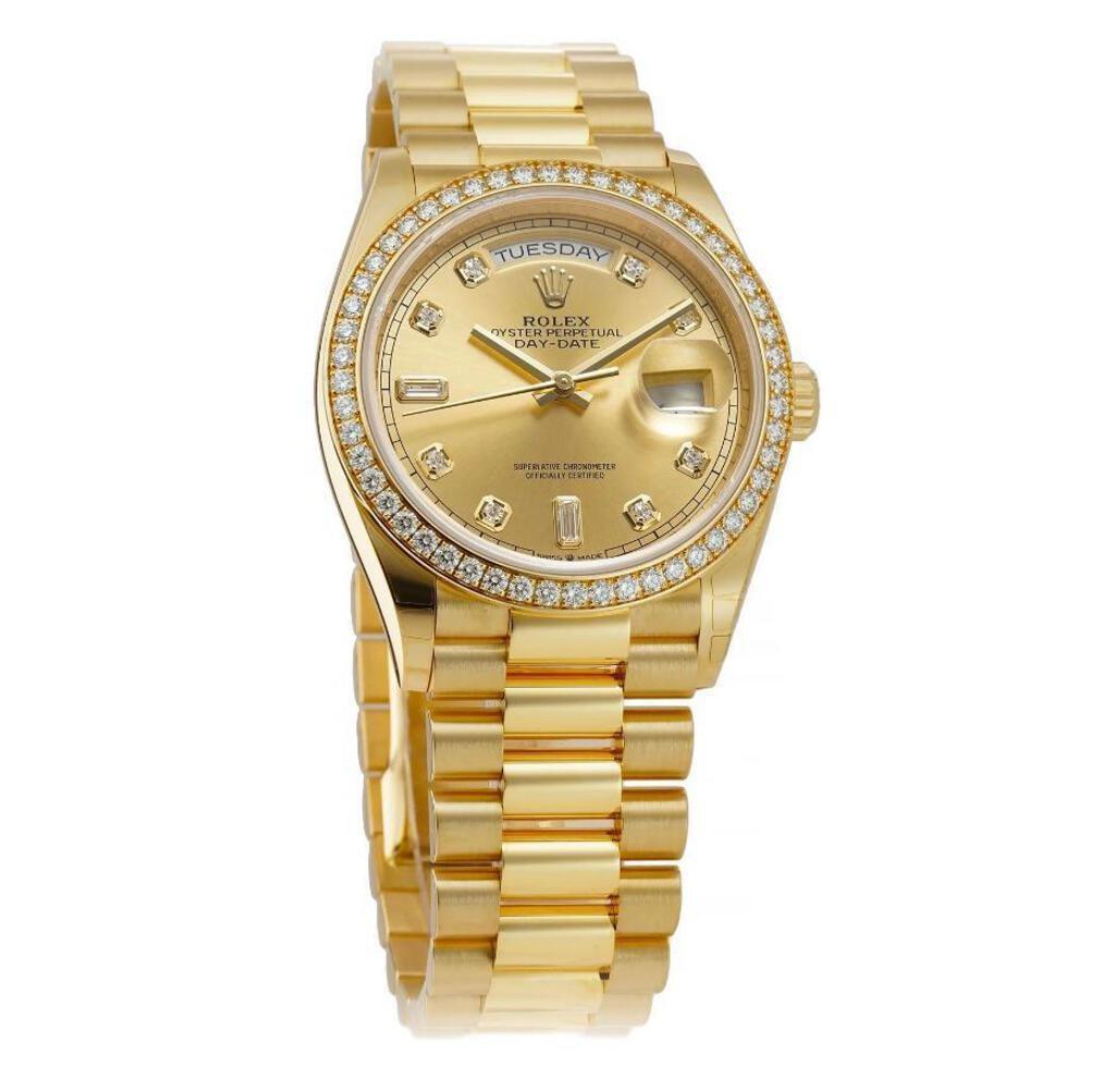 18K 36mm Rolex President Diamond Bezel Watch (1 of 4)