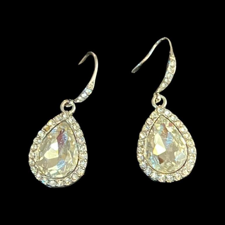 2.00ct Tear Drop Cut 18K White Gold Diamond Drop Earrings (1 of 4)