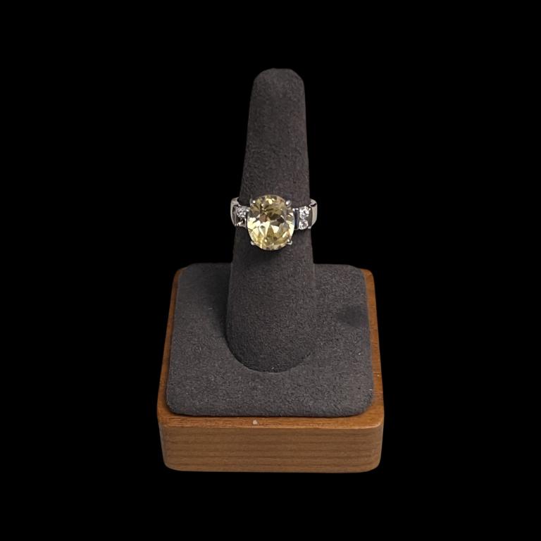 2.50ctw Fancy Oval Faceted Cut 18K White Gold Yellow Diamond Ring (1 of 6)