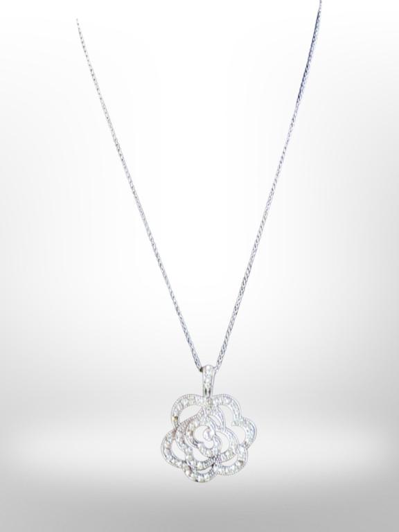 Chanel Camelia Ajoure Diamond Pendant Necklace (1 of 4)