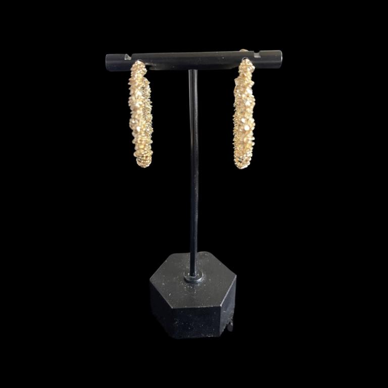 18K Gold Alaskan Gold Nugget Cluster Hoop Earrings (1 of 3)