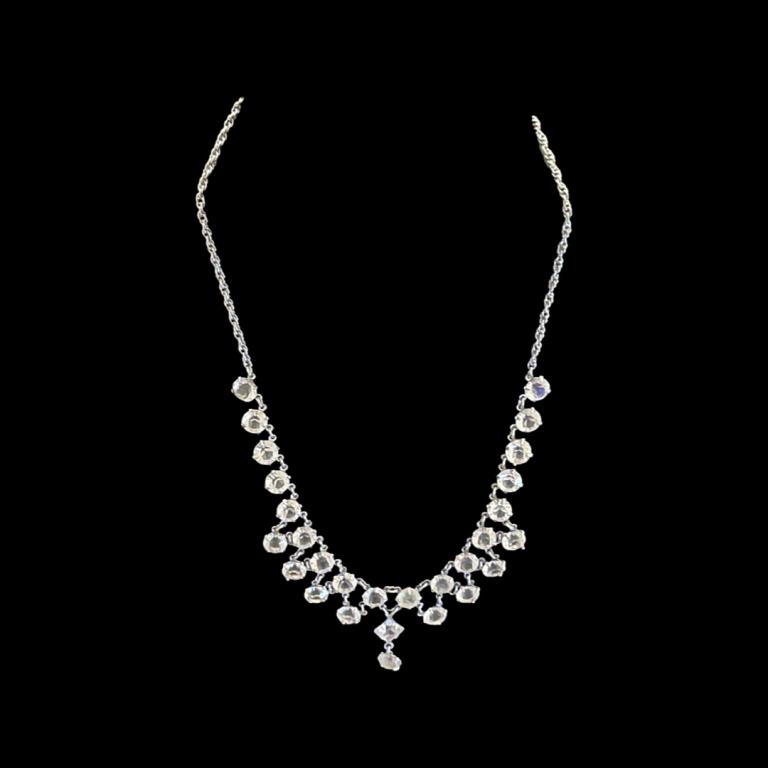 Art Deco 28 Sterling Silver Diamond Chandelier Graduated Drop Necklace (1 of 4)