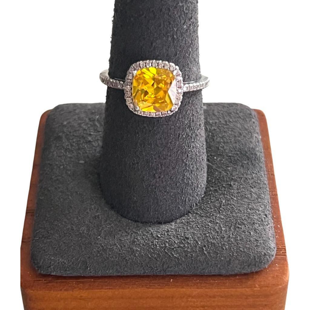 2.00ctw Exquisite Cushion Cut Yellow Diamond Ring (1 of 4)