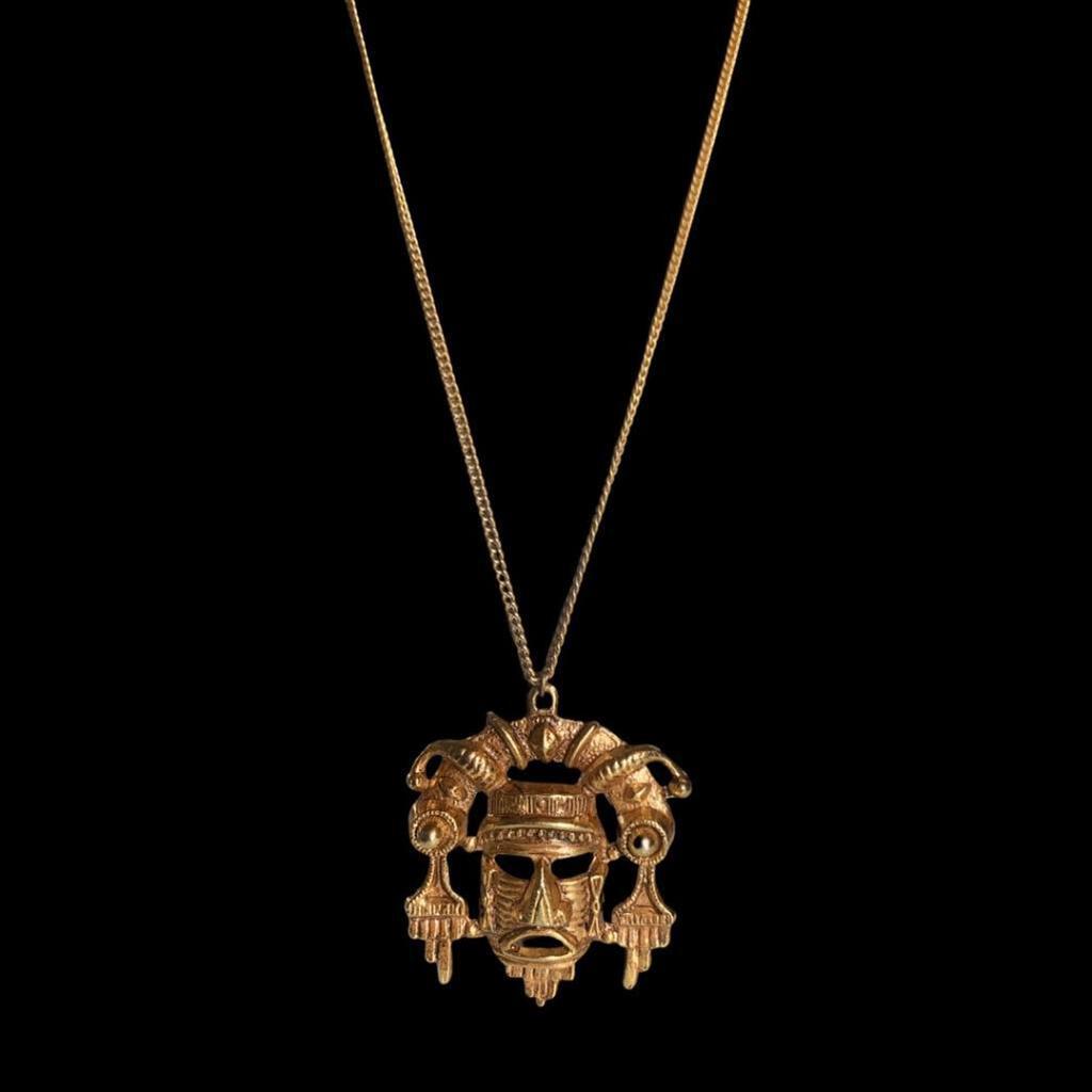 18k Gold Tribal Tiki Mask Pendant Necklace (1 of 4)
