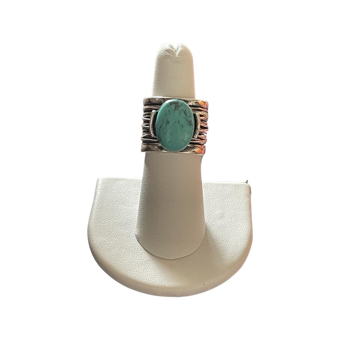 Sterling Silver Cabochon Turquoise Statement Ring (1 of 5)
