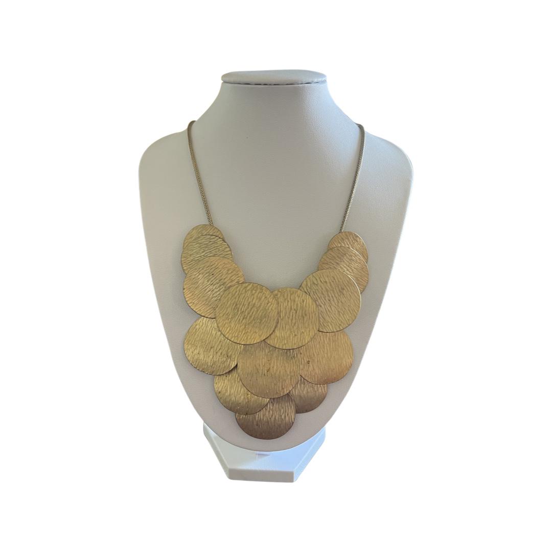 18k Handhammered Gold Disc Bib Chandelier Necklace (1 of 4)