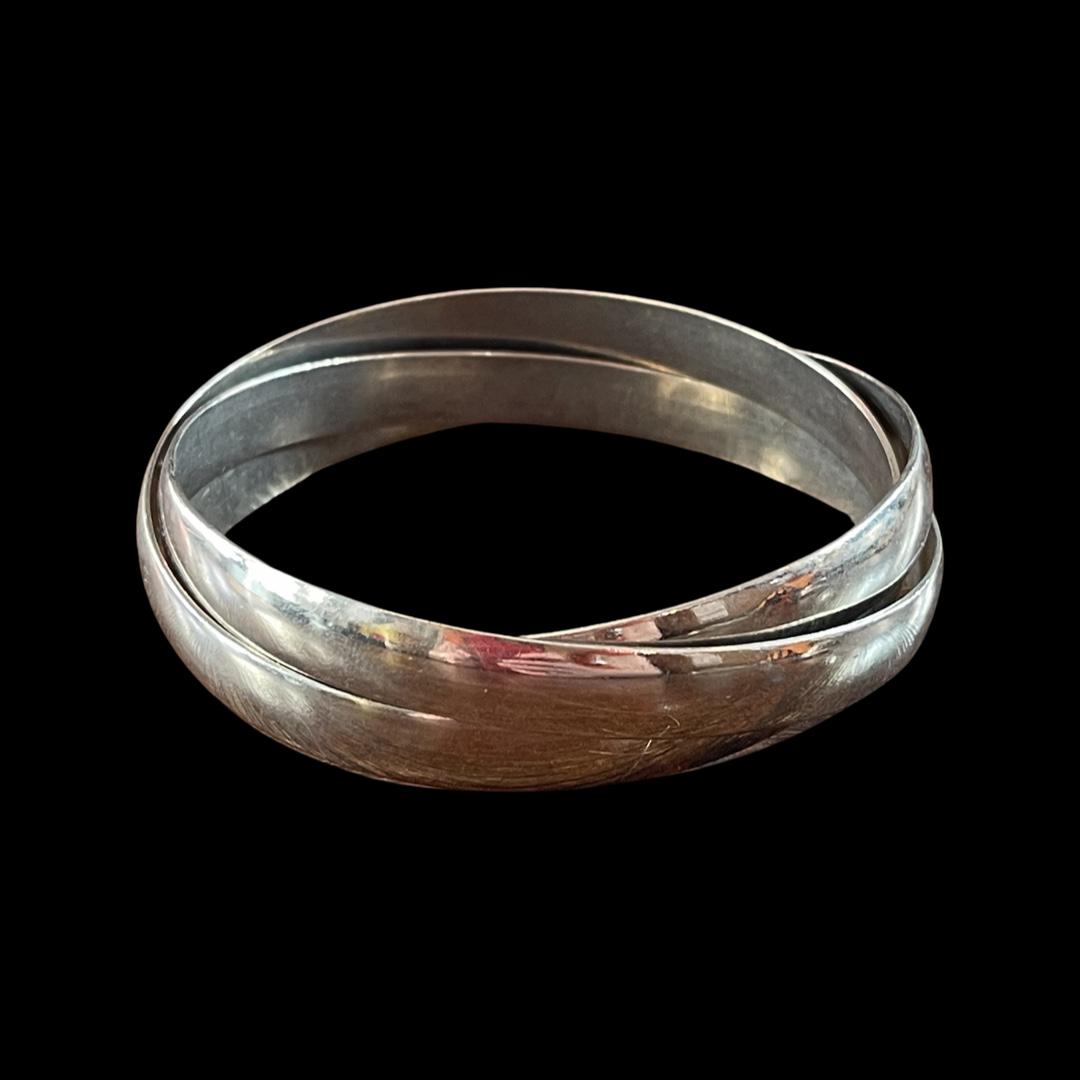 Sterling Silver Triple Banded Bangles Bracelet (1 of 3)