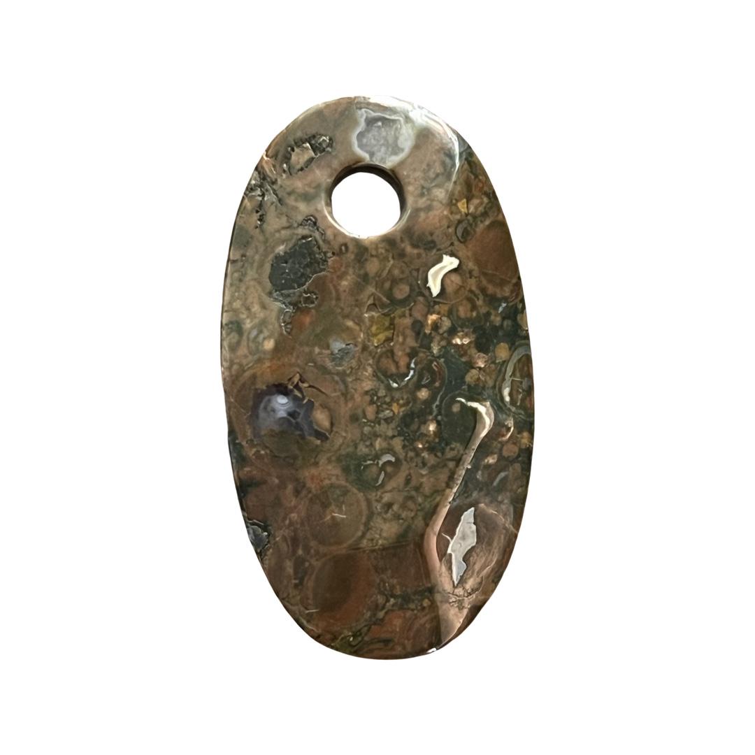116.00ct Ryholite Rainforest Jasper Handcarved Pendant: 116.00ct Ryholite Rainforest Jasper Handcarved Pendant