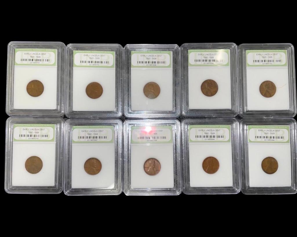 10 Slabbed & Graded Lincoln Pennies 1930-1939 (1 of 2)
