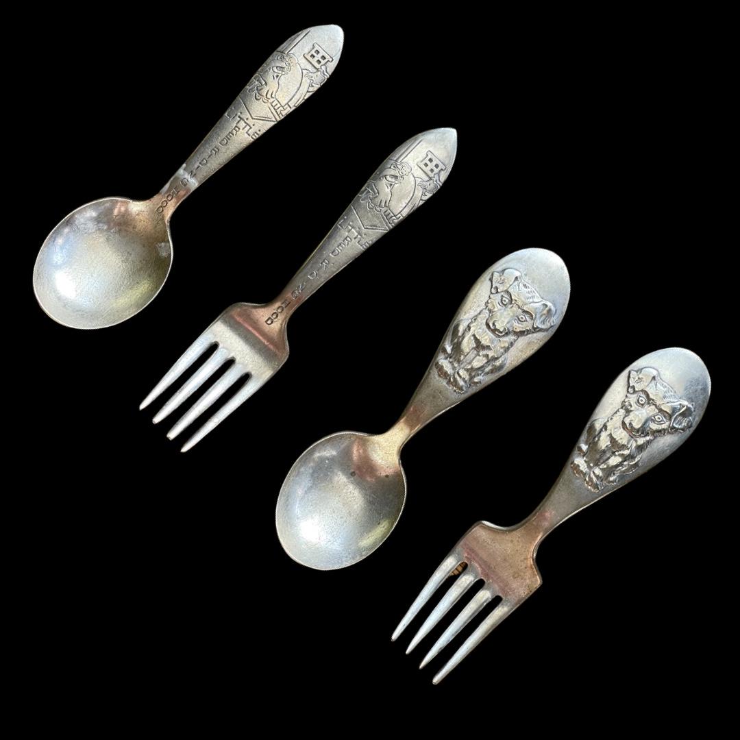 4 Total Antique Sterling Silver Collectors Forks & Spoons (1 of 6)