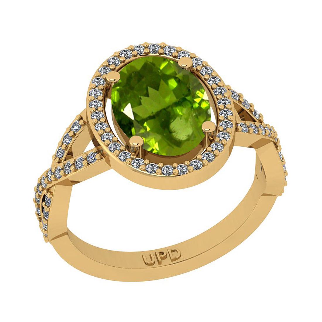 2.90 Ctw I2/I3 Peridot And Diamond 10K Yellow Gold Ring (1 of 1)